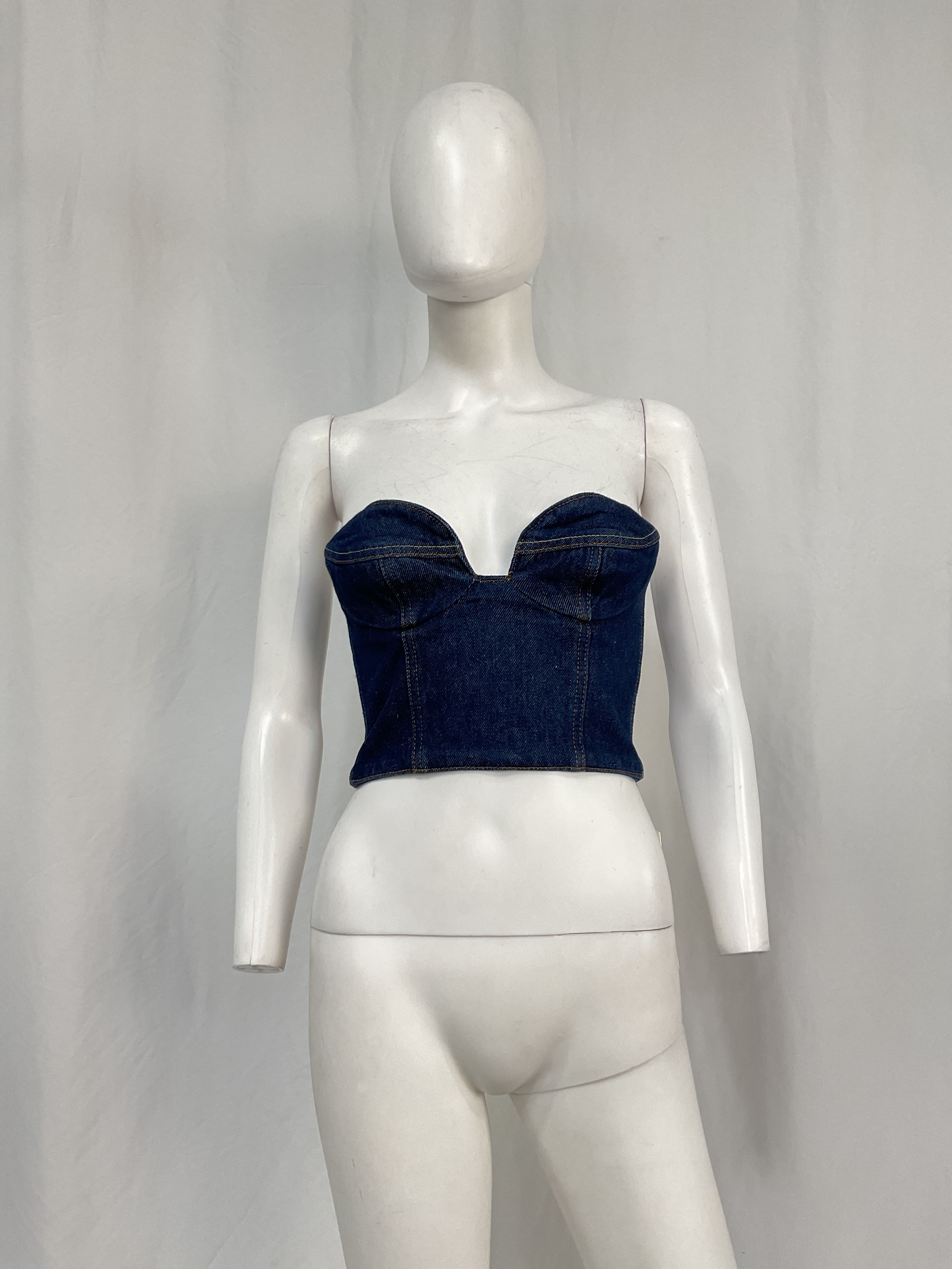 Navy Cropped Denim Camisole - Image 3