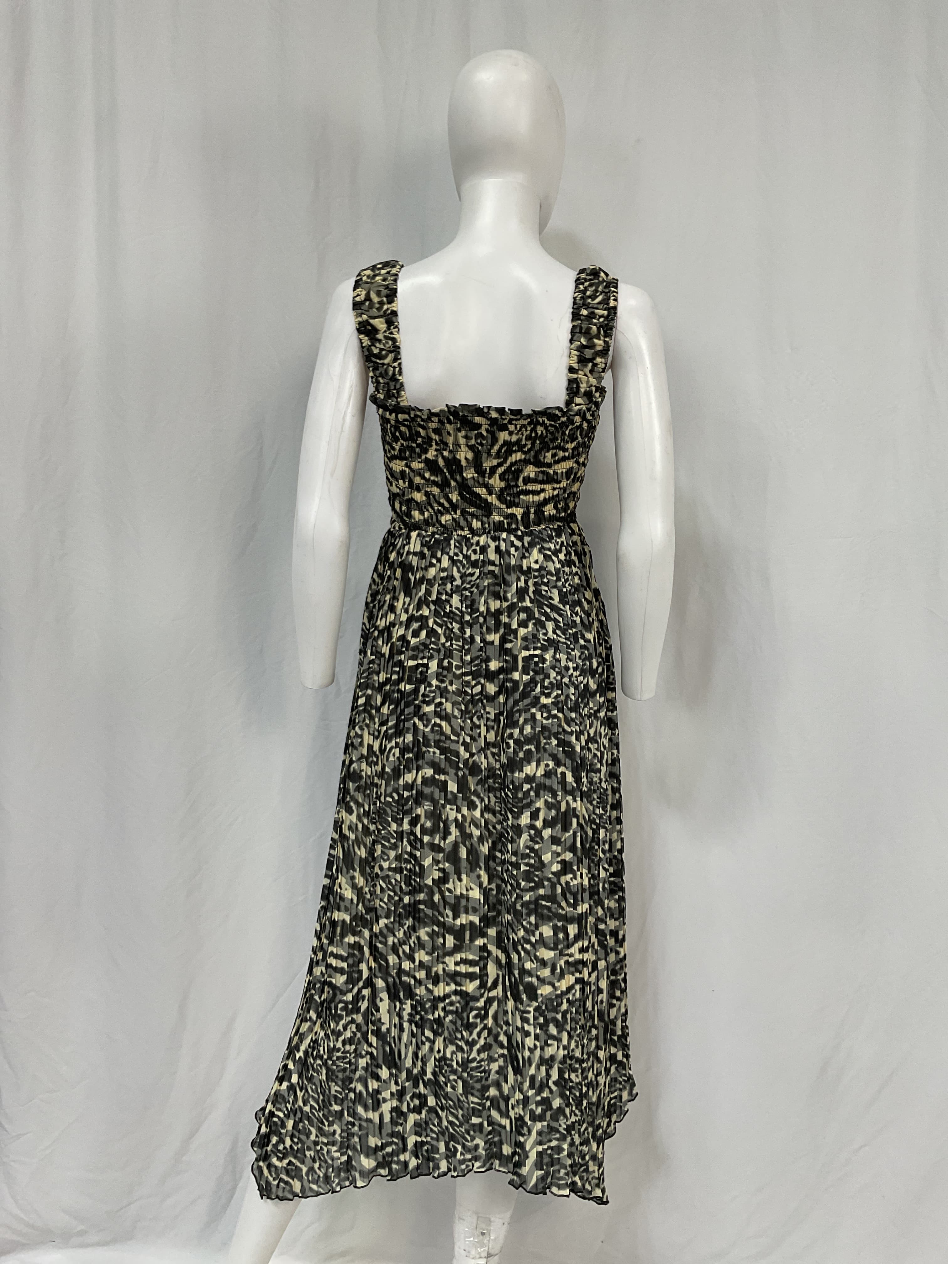 Pleated Georgette Smock Midi Strap Dress - Image 4