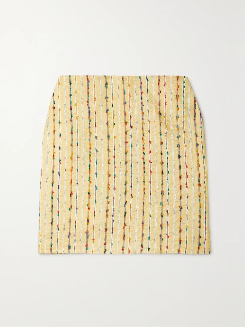 Cha-Cha Striped Silk And Cotton-Blend Mini Skirt - Image 1
