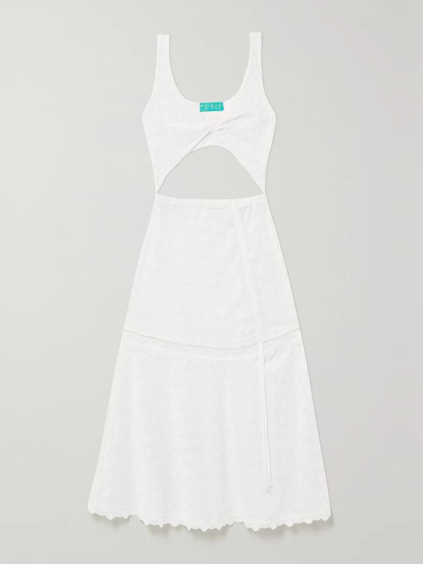 Eliza Cutout Guipure Lace-Trimmed Crochet-Knit Midi Dress - Image 1