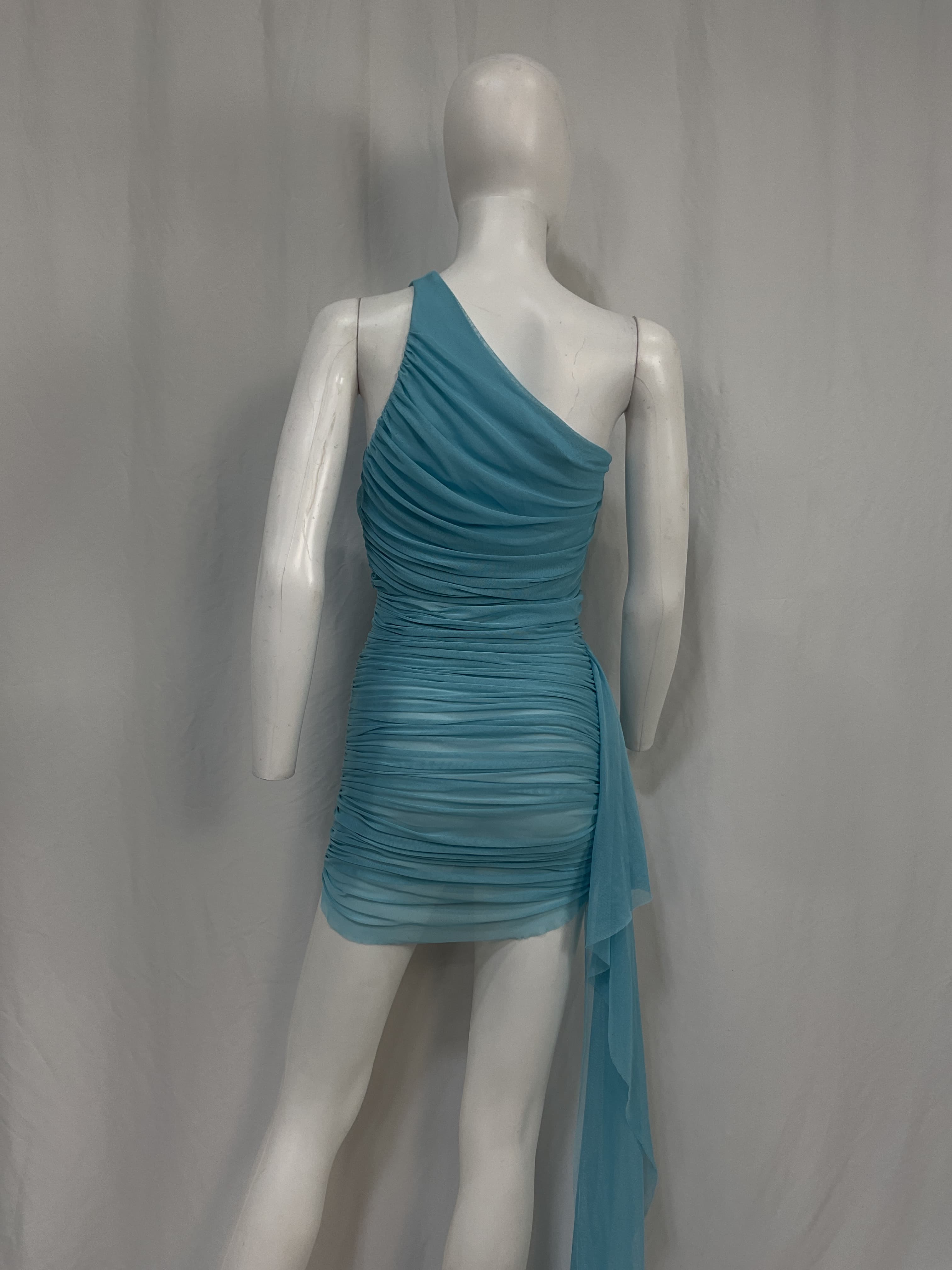 Drape-Detail Ruched Chiffon Minidress - Image 2