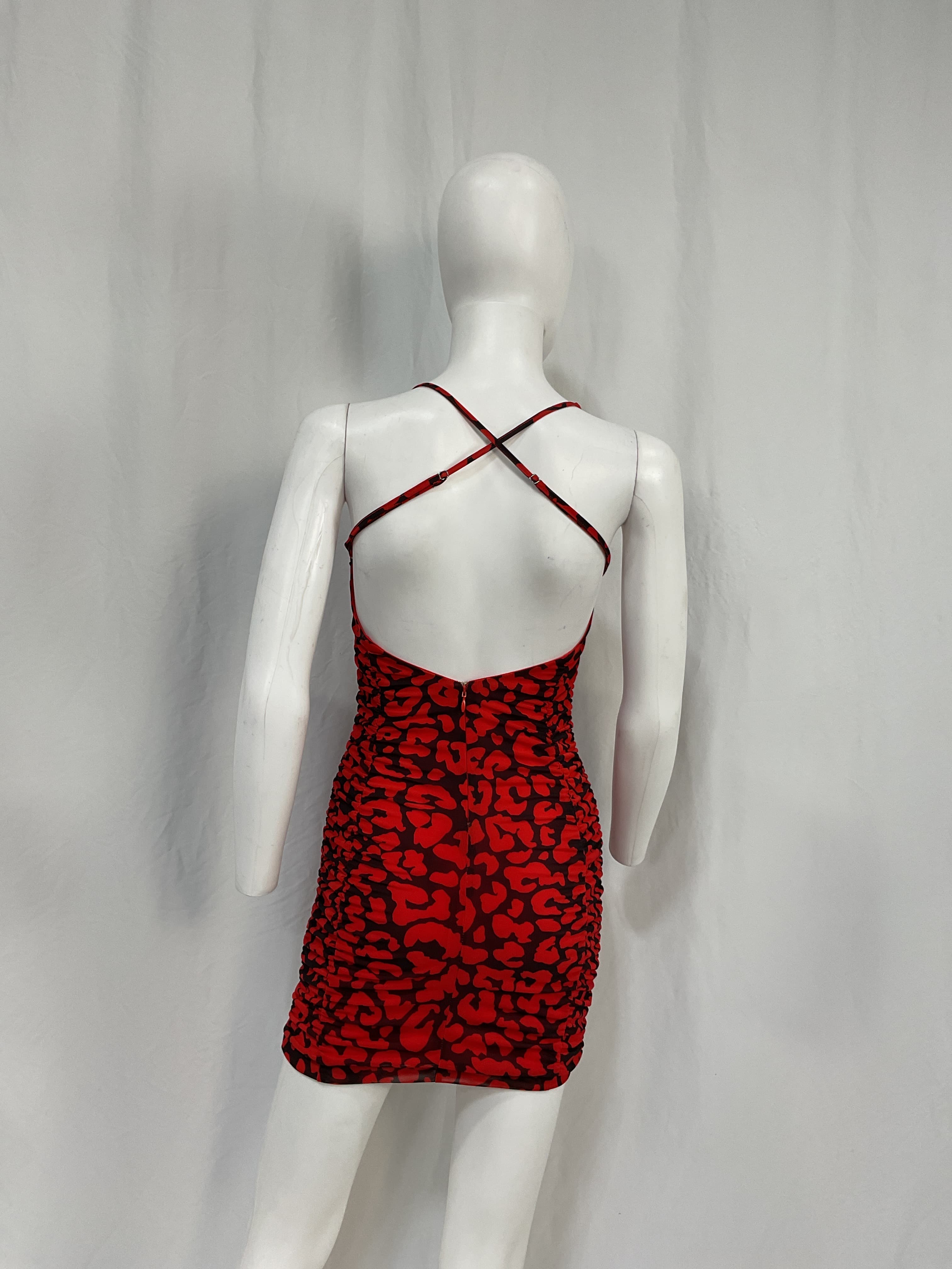 Michael Costello X Revolve Afton Mini Dress In Red & Black Leopard - Image 3