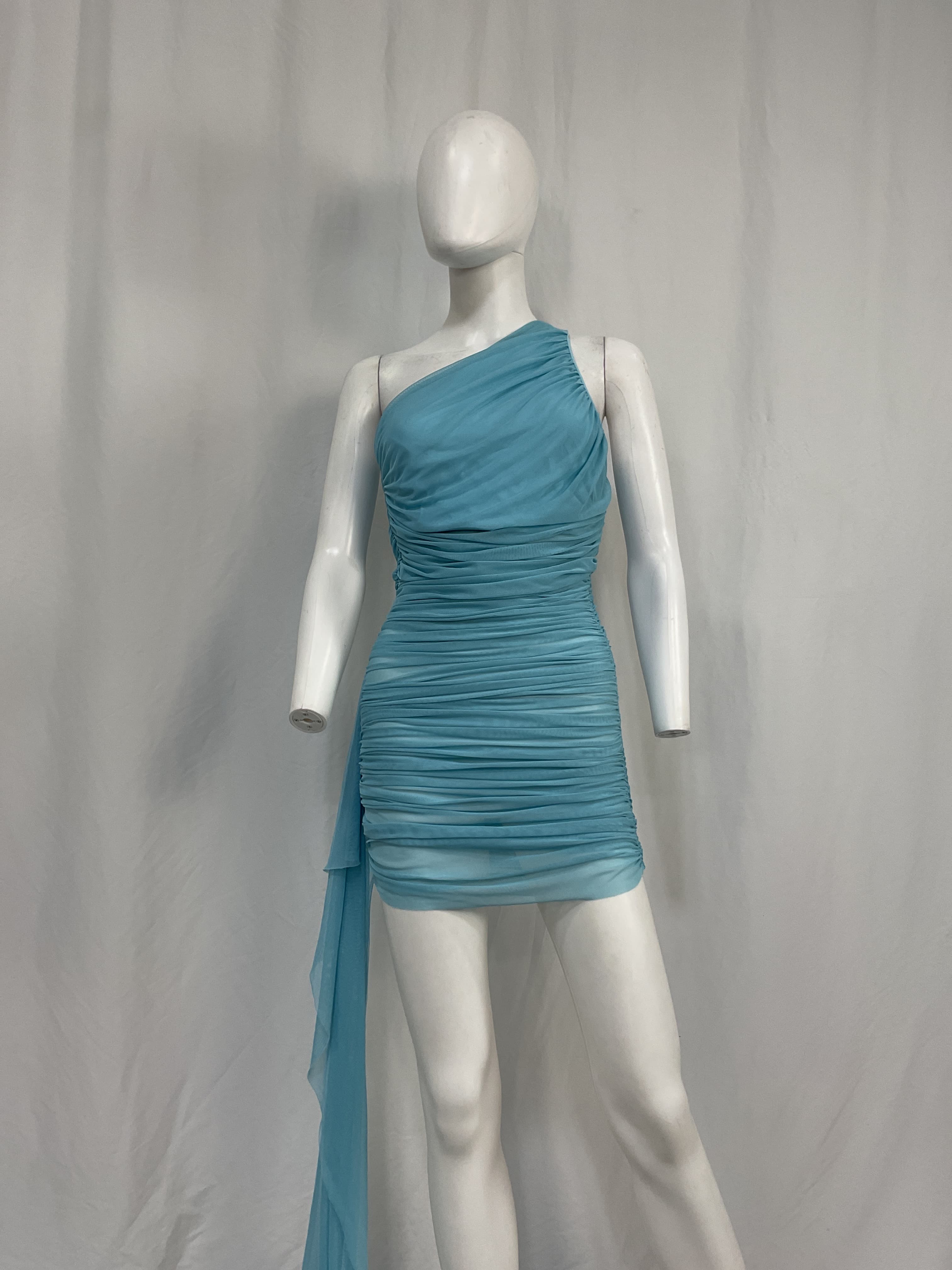Drape-Detail Ruched Chiffon Minidress - Image 3