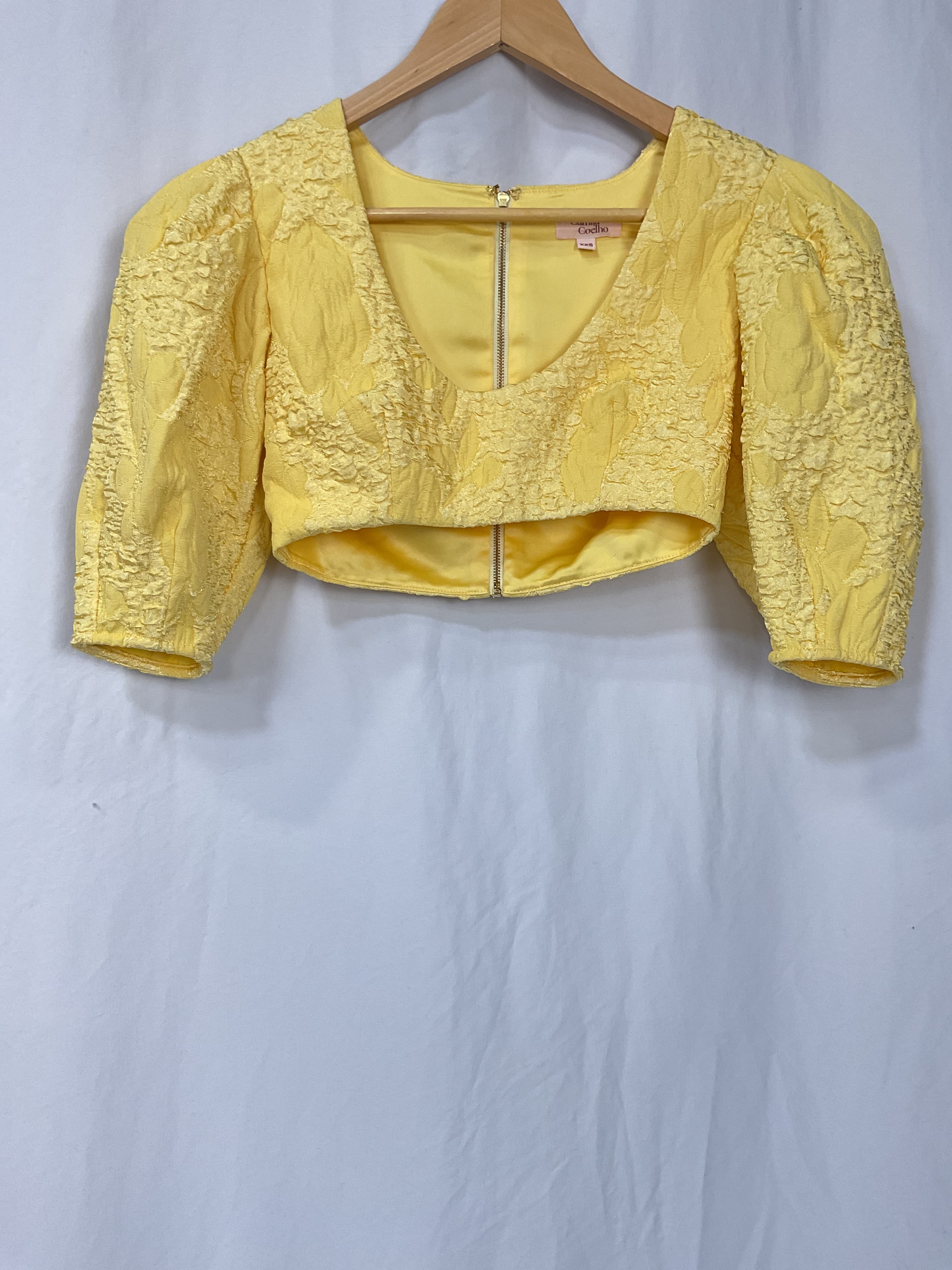Kahlo Crop Top In Buttercream Yellow - Image 4