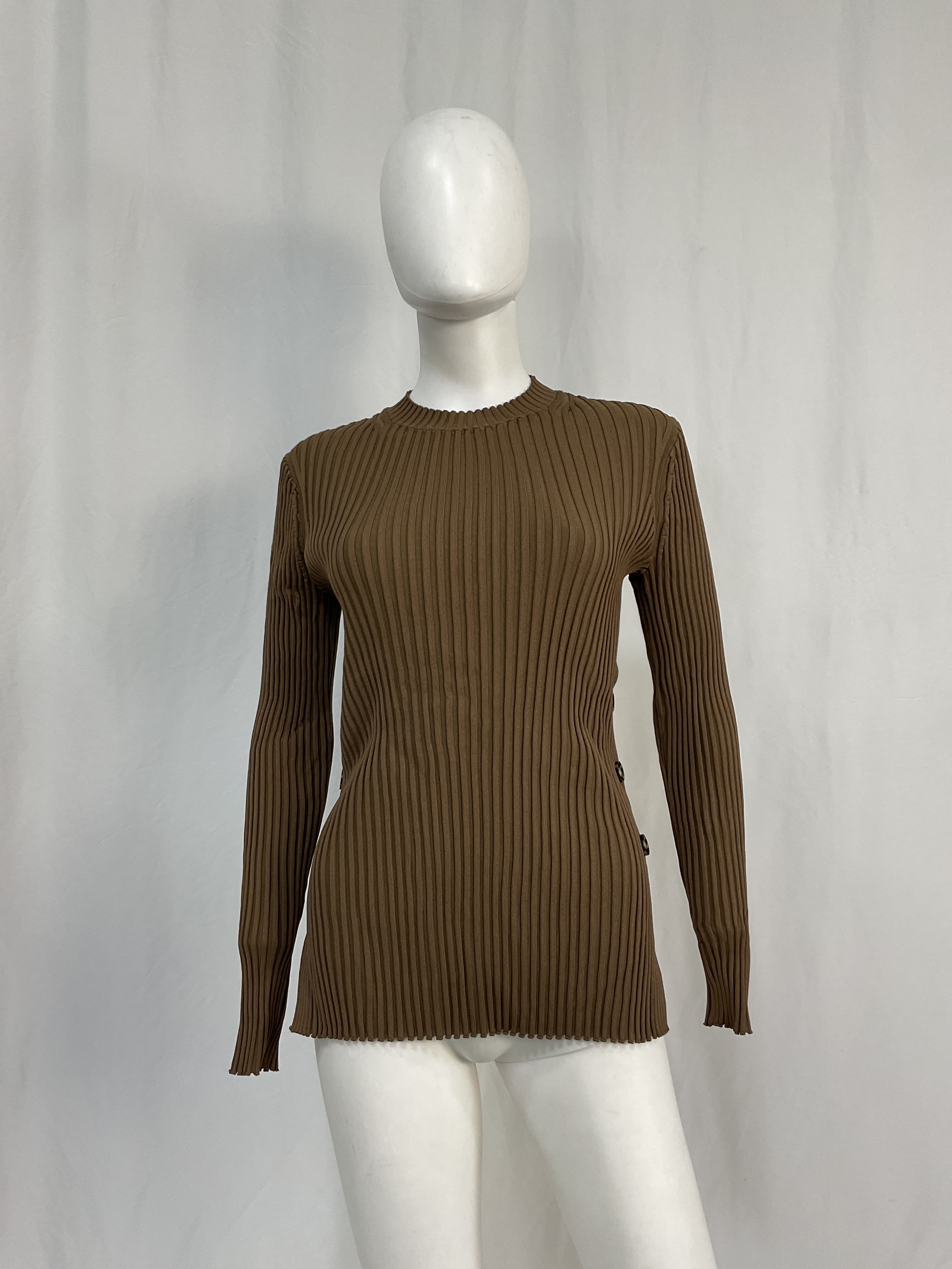 Rib Knit Long Sleeve Sweater - Image 3