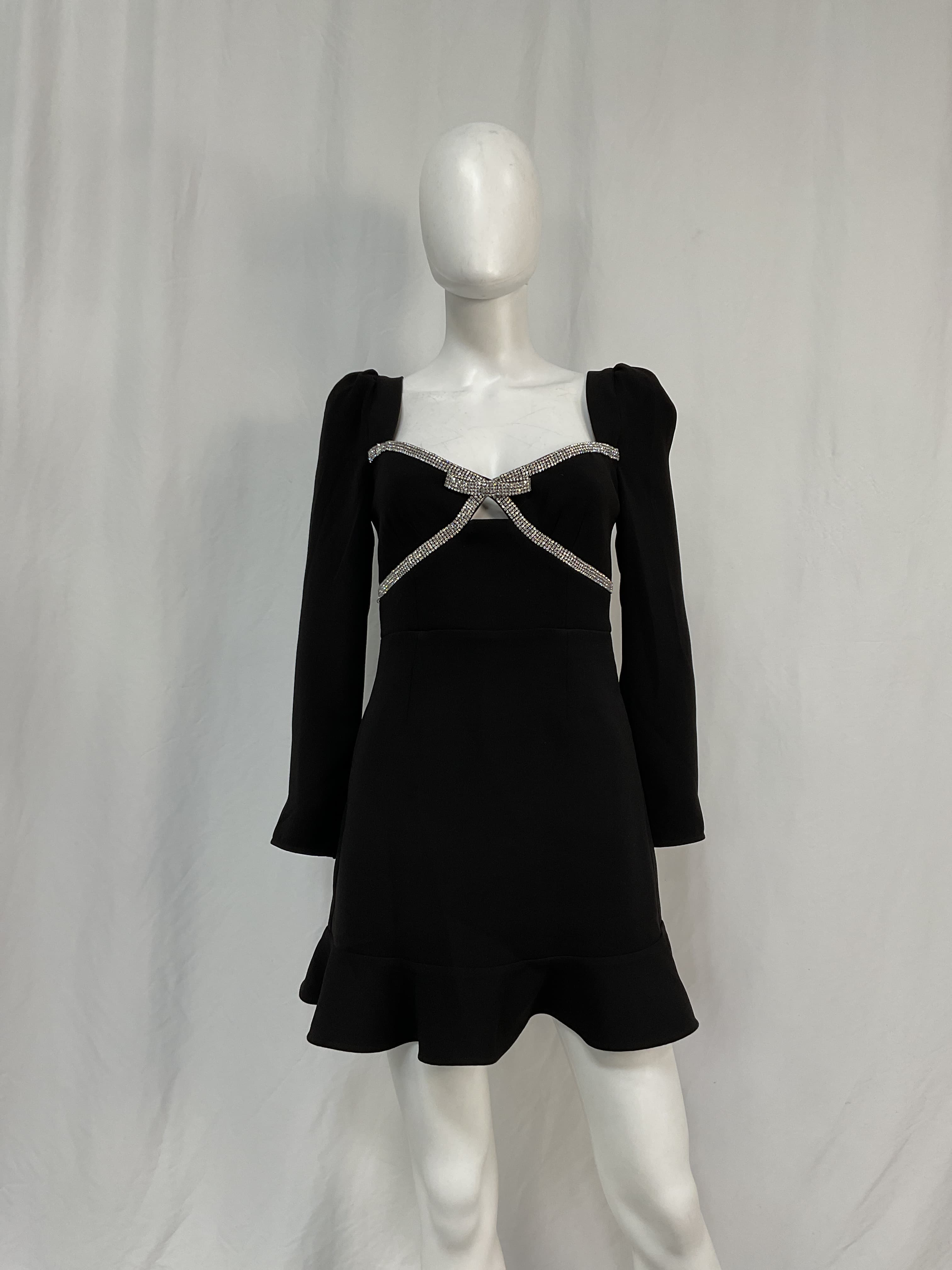 Crystal-Embellished Ruffled Crepe Mini Dress - Image 3