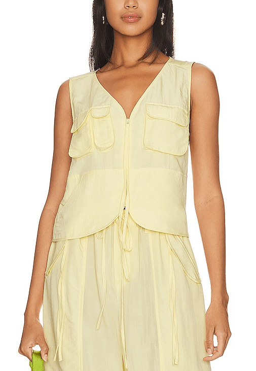 Sojinita Cargo Vest Top In Butter Yellow - Image 1