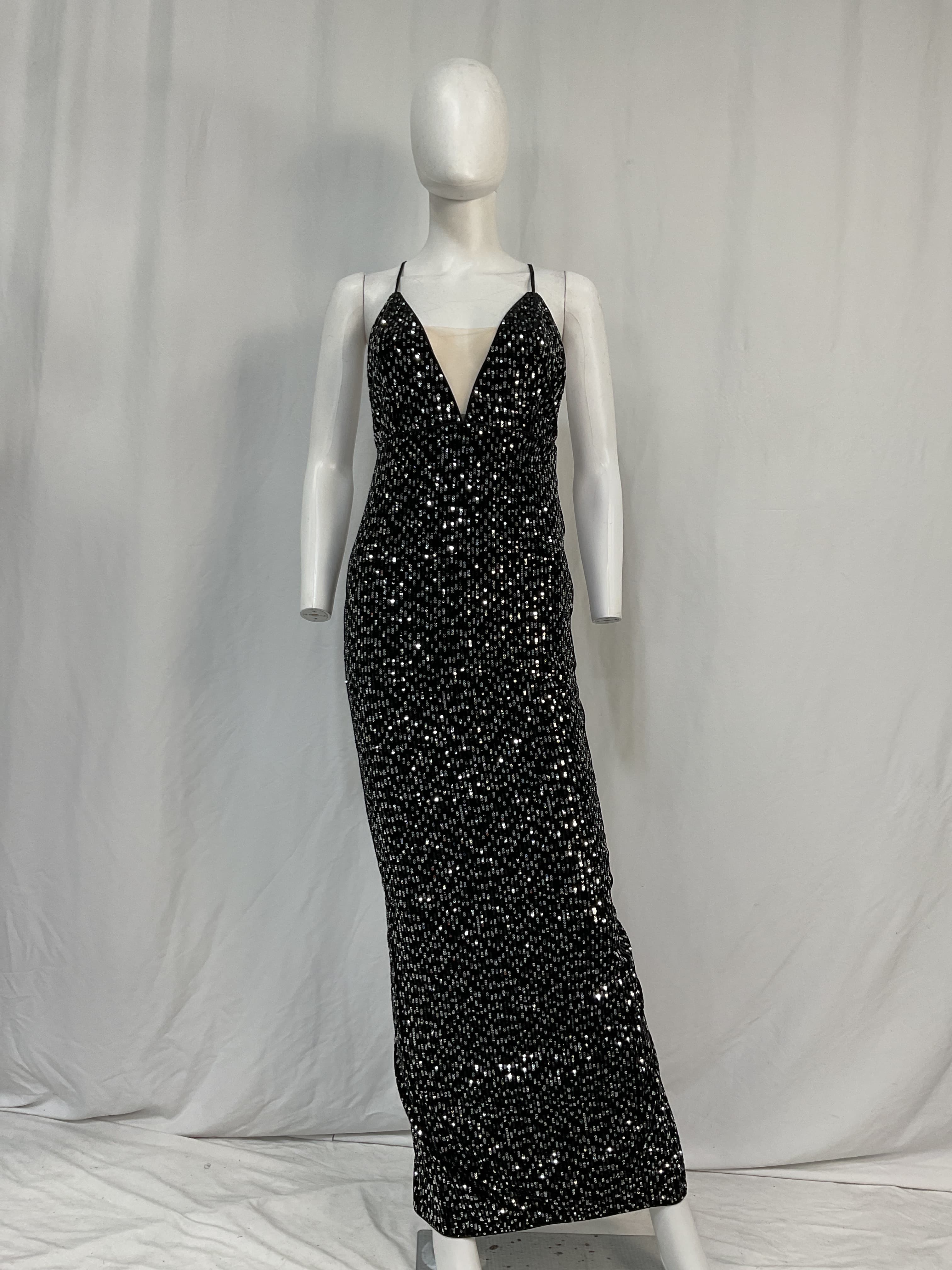 Michael Costello X Revolve Gina Gown In Black And Silver - Image 3