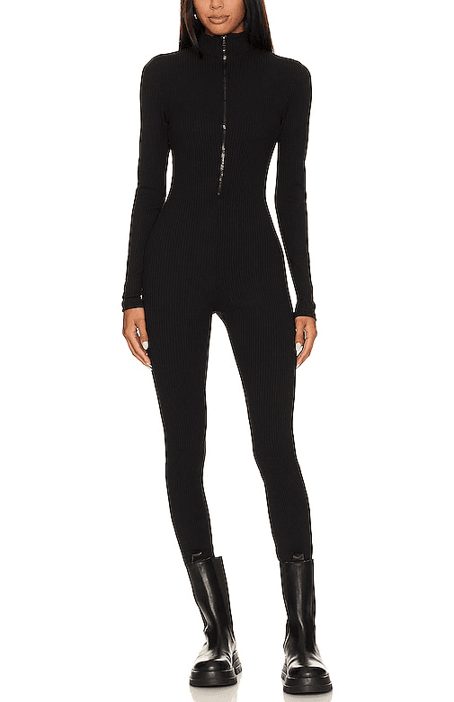 Lodge Onesie In Winter Rib Black - Image 1