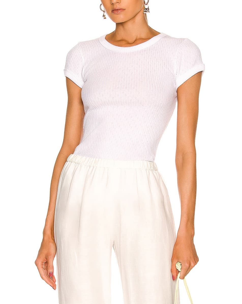 Soft Cotton Cap Sleeve Crew Top - Image 1