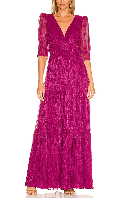 Jainey Maxi Dress In Deep Fuchsia - Image 1