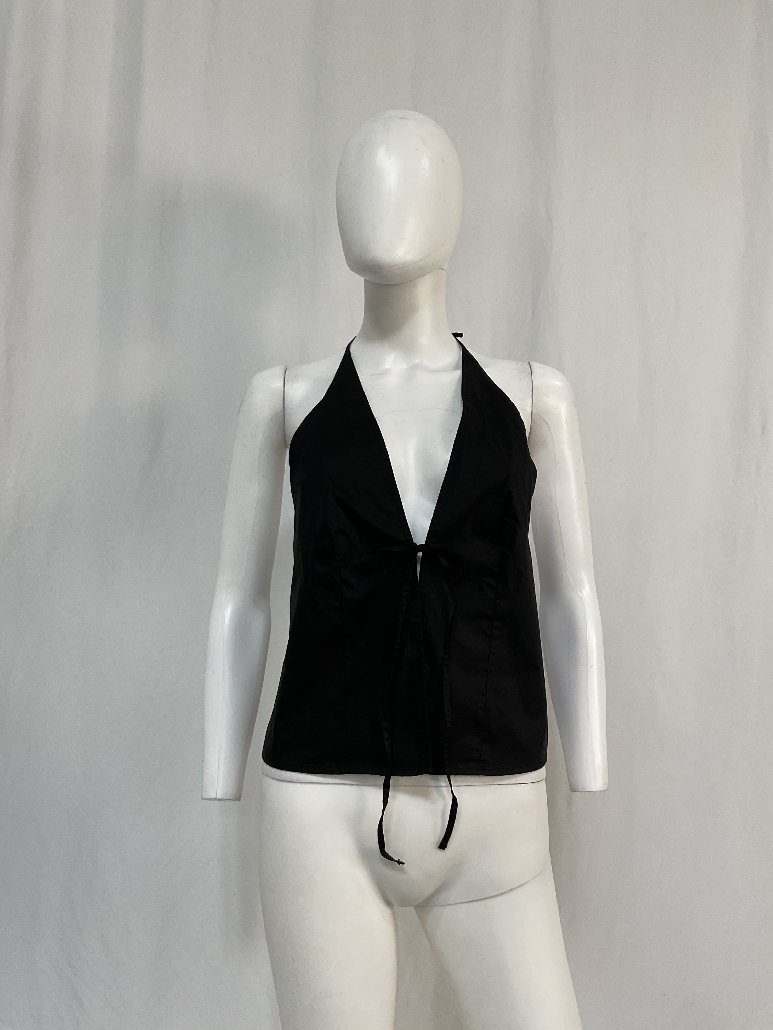 Tie-Detailed Smocked Organic Cotton Halterneck Top - Image 3