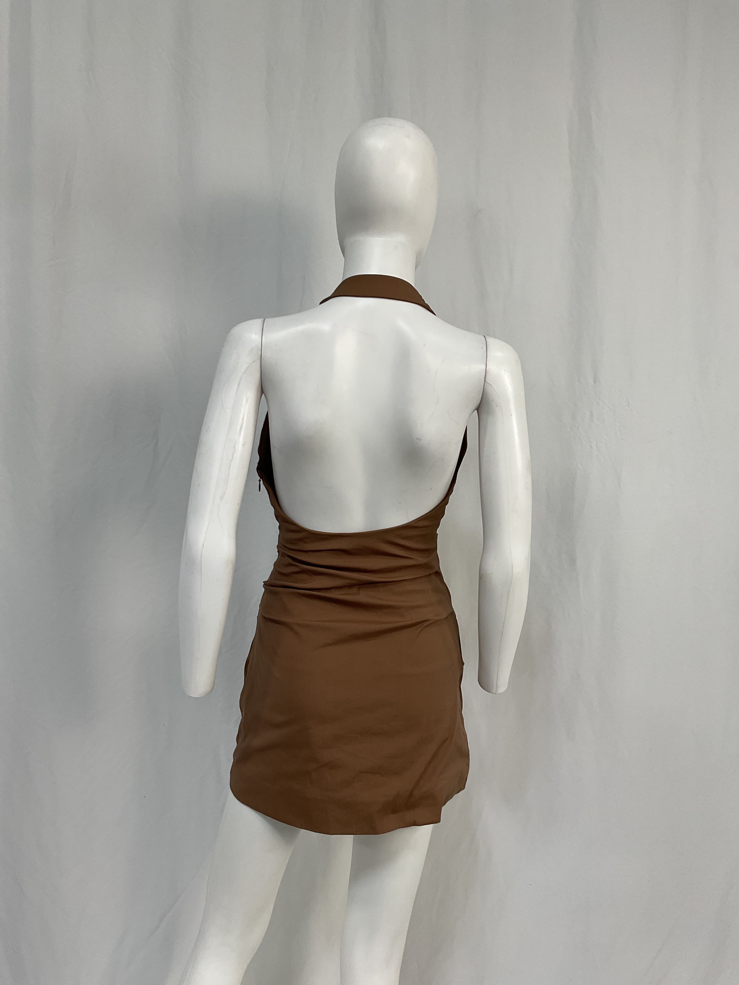 Alba Halter Mini Dress In Mocha - Image 2