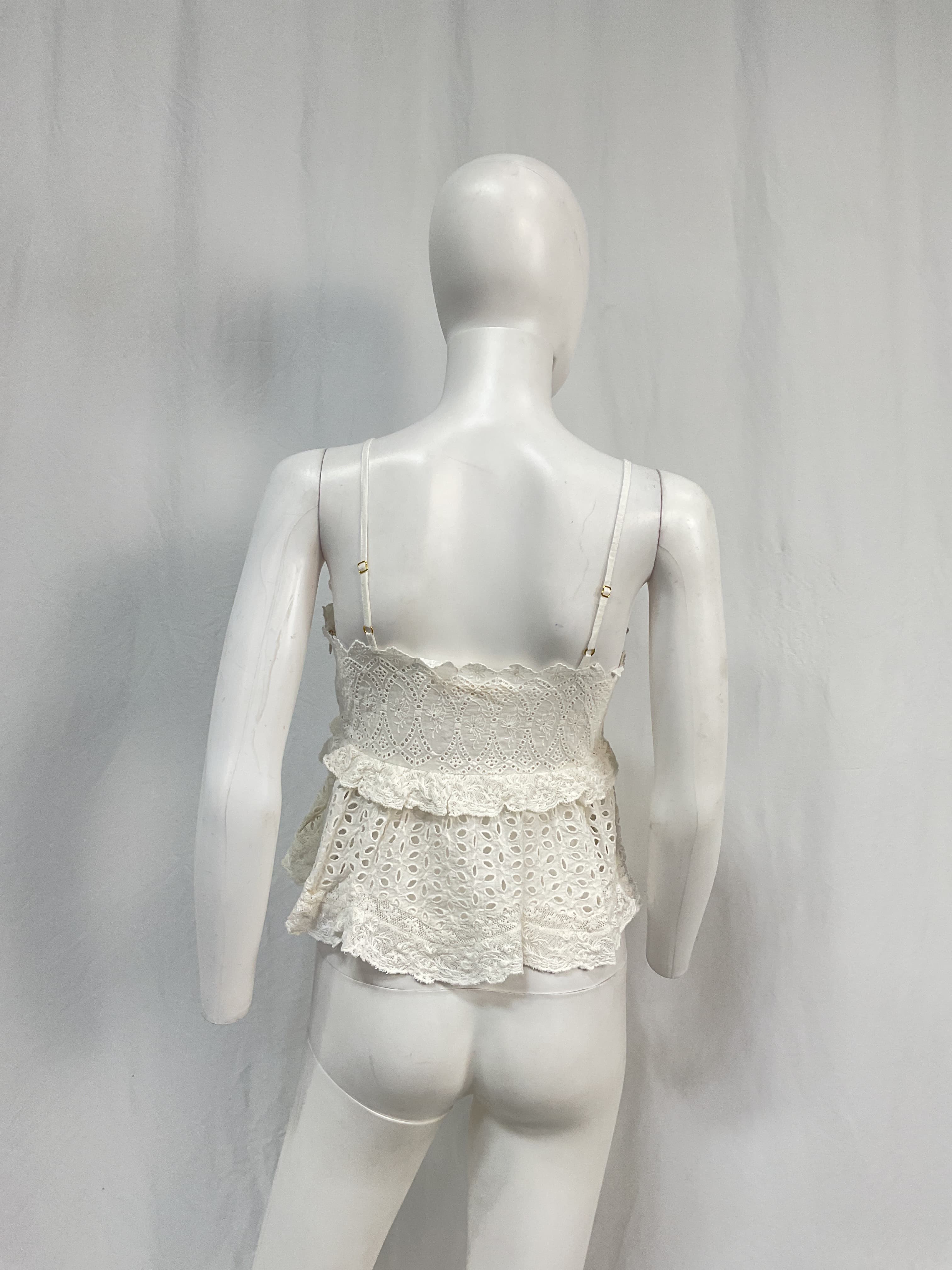 Senta Cropped Lace-Trimmed Broderie Anglaise Cotton Tank - Image 3