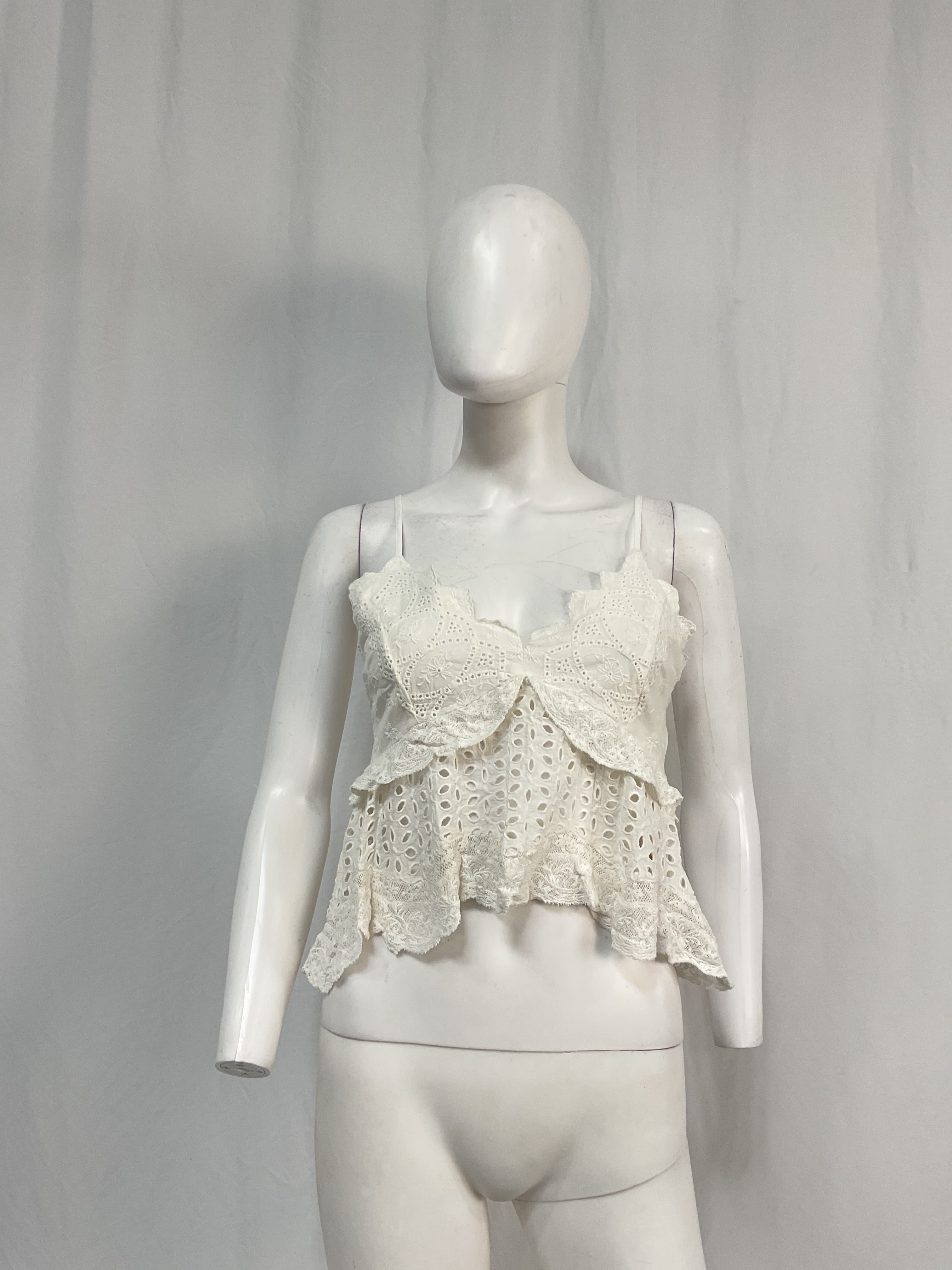 Senta Cropped Lace-Trimmed Broderie Anglaise Cotton Tank - Image 2