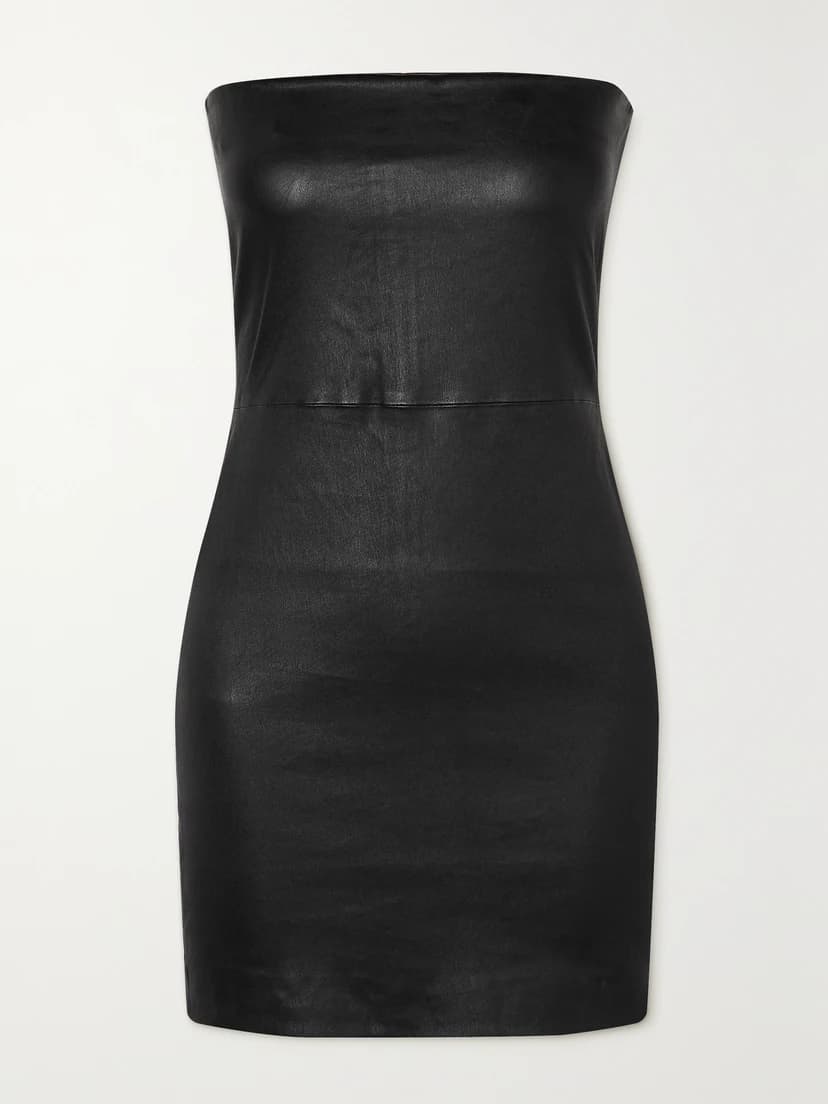 Strapless Leather Mini Dress - Image 1