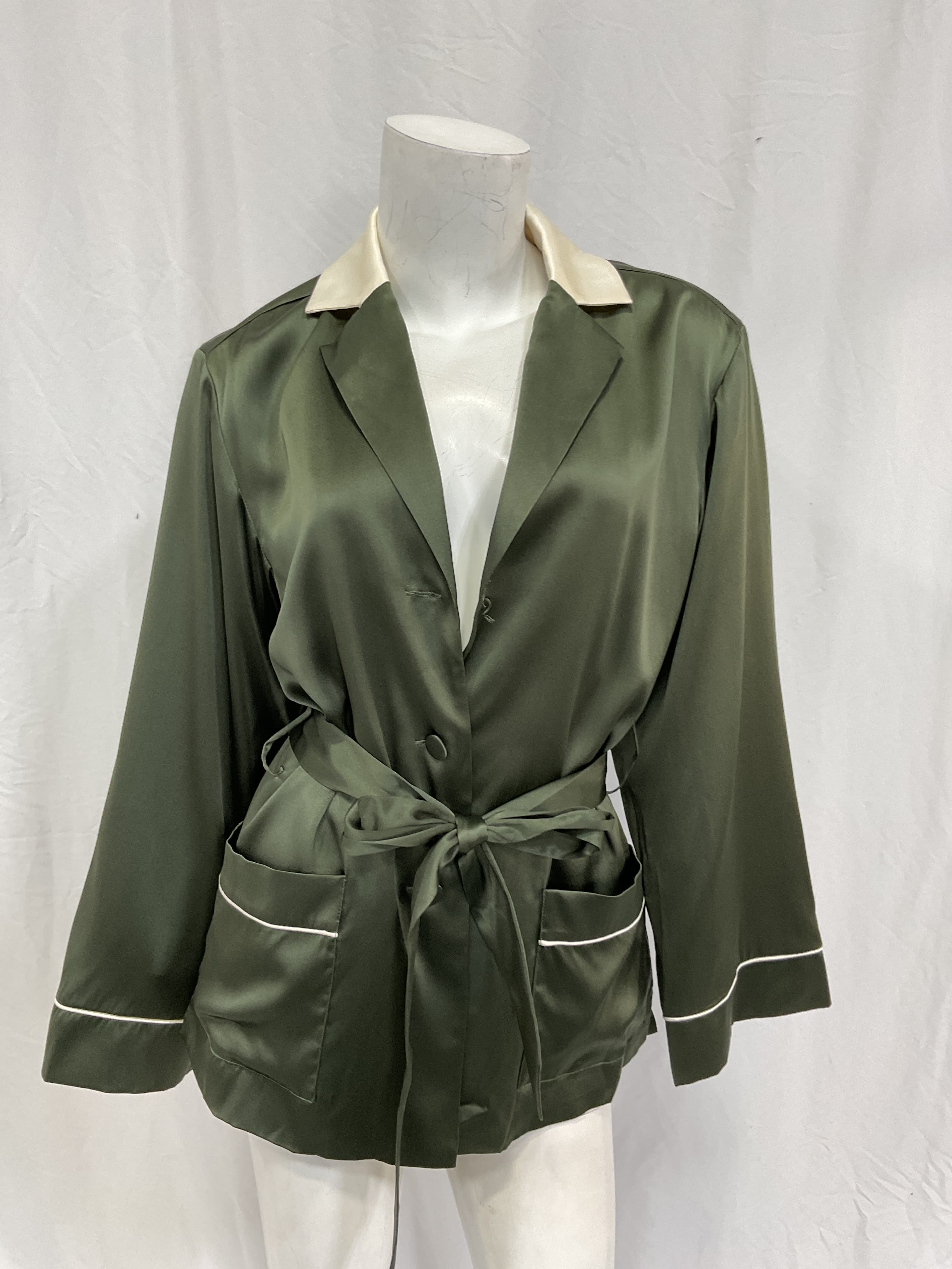 Seline Belted Silk-Charmeuse Robe Jacket - Image 2