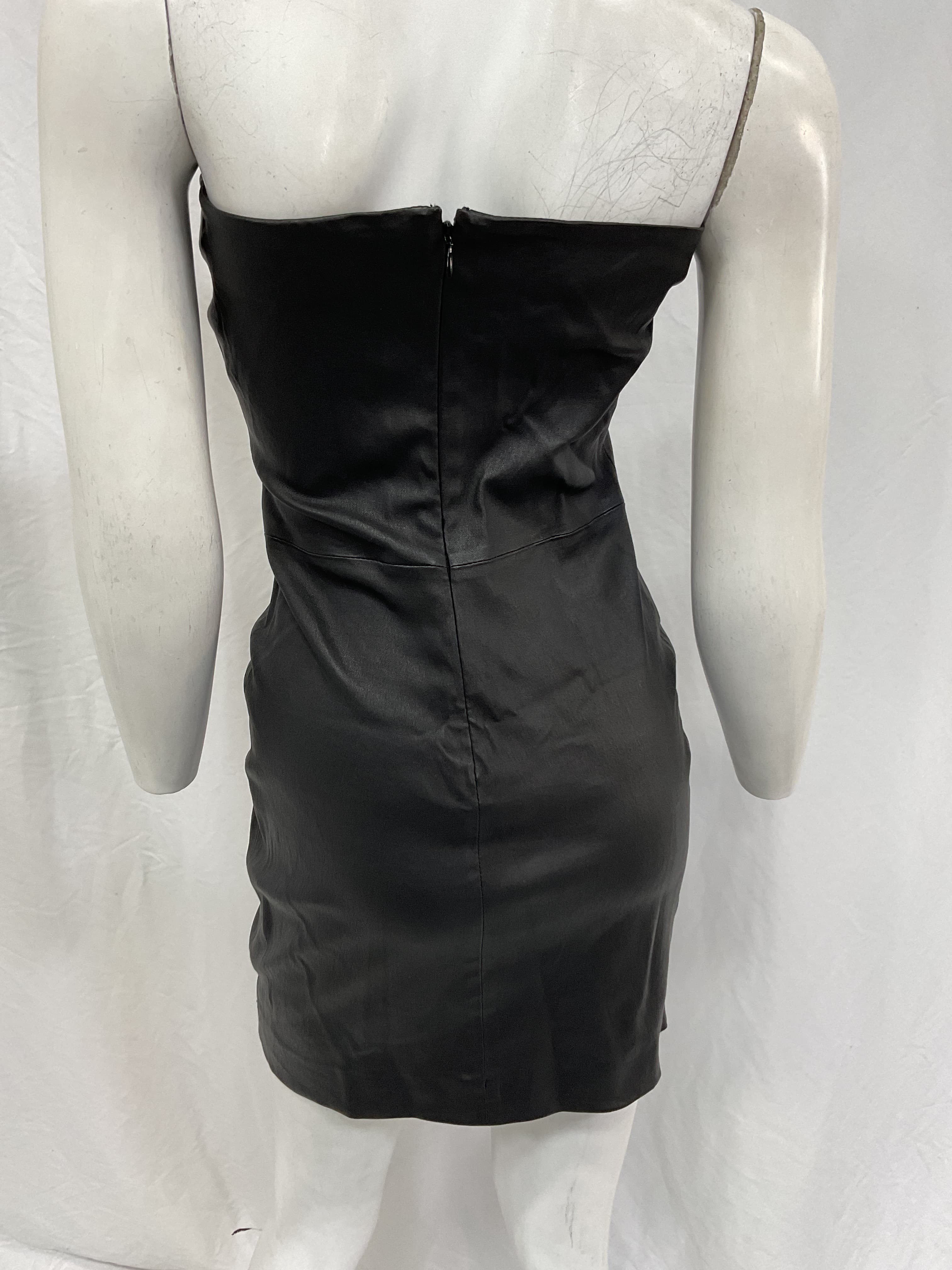 Strapless Leather Mini Dress - Image 3