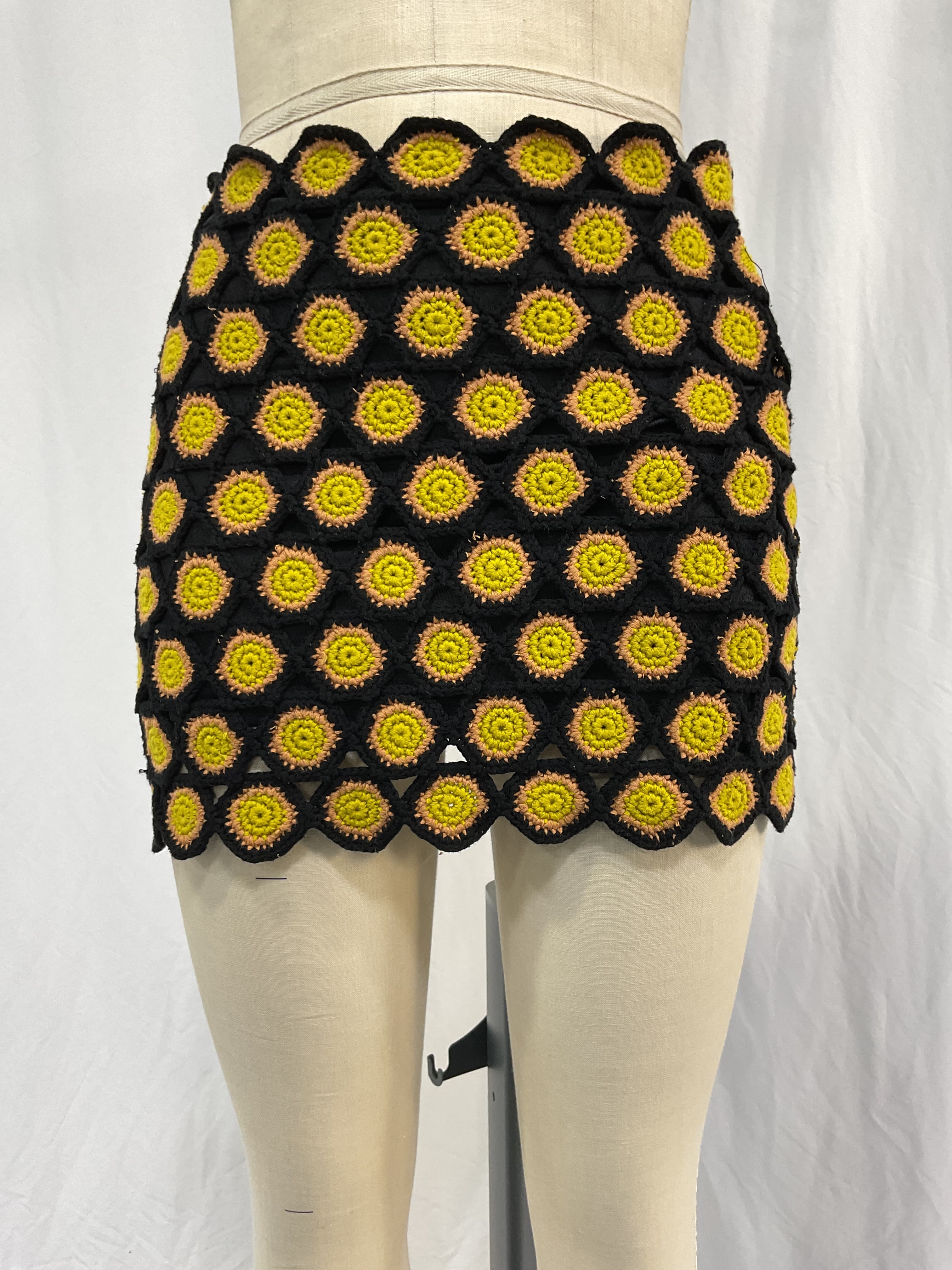 Wizzy Crochet Skirt In Black, Camel, & Kiwi - Image 3