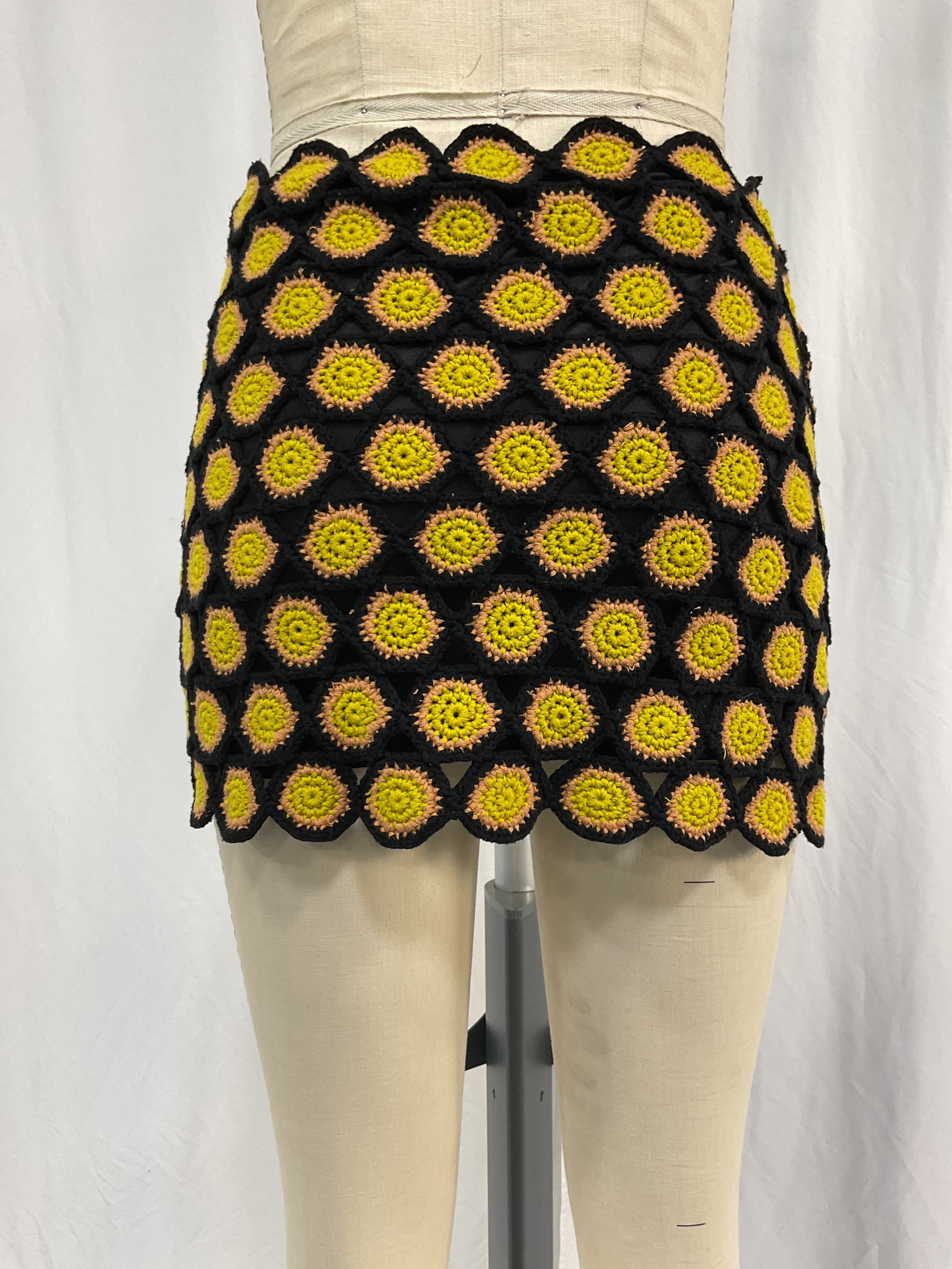 Wizzy Crochet Skirt In Black, Camel, & Kiwi - Image 2