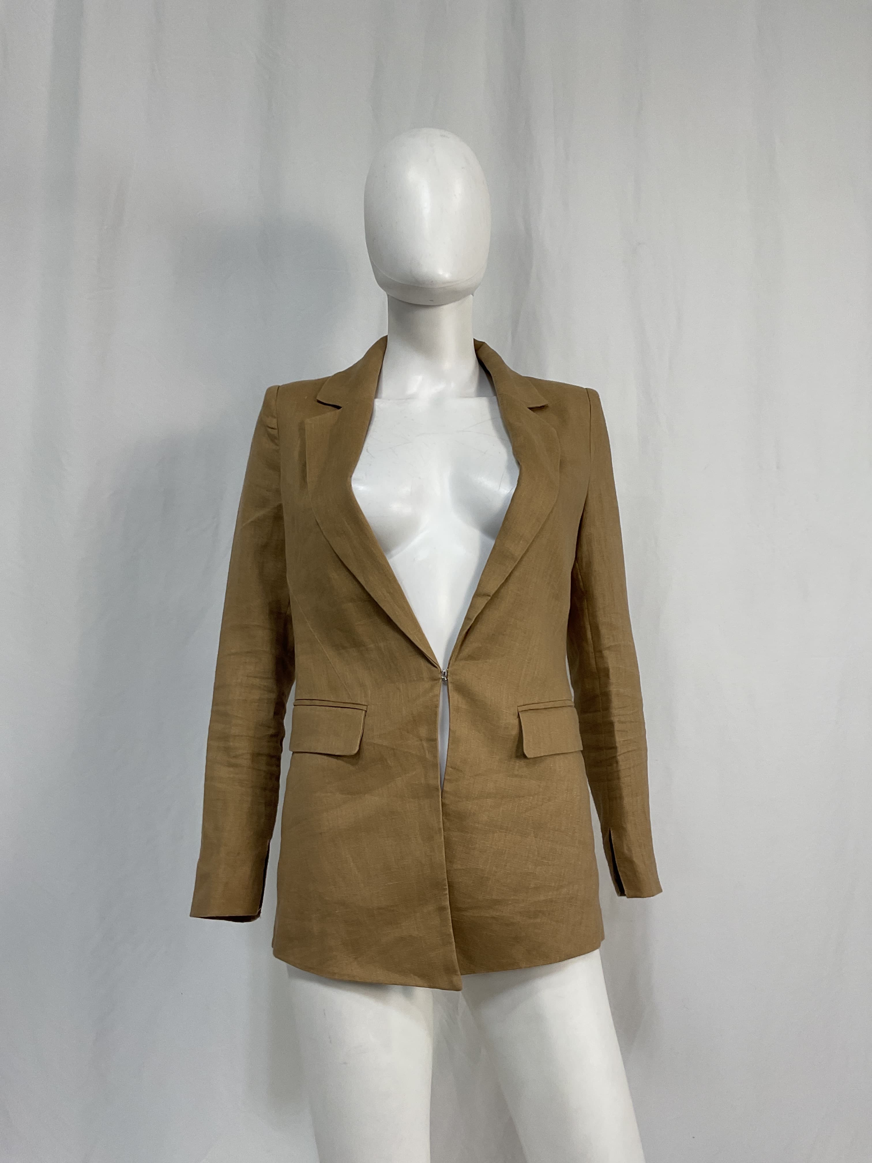 Blake Linen Blazer In Tobacco - Image 3