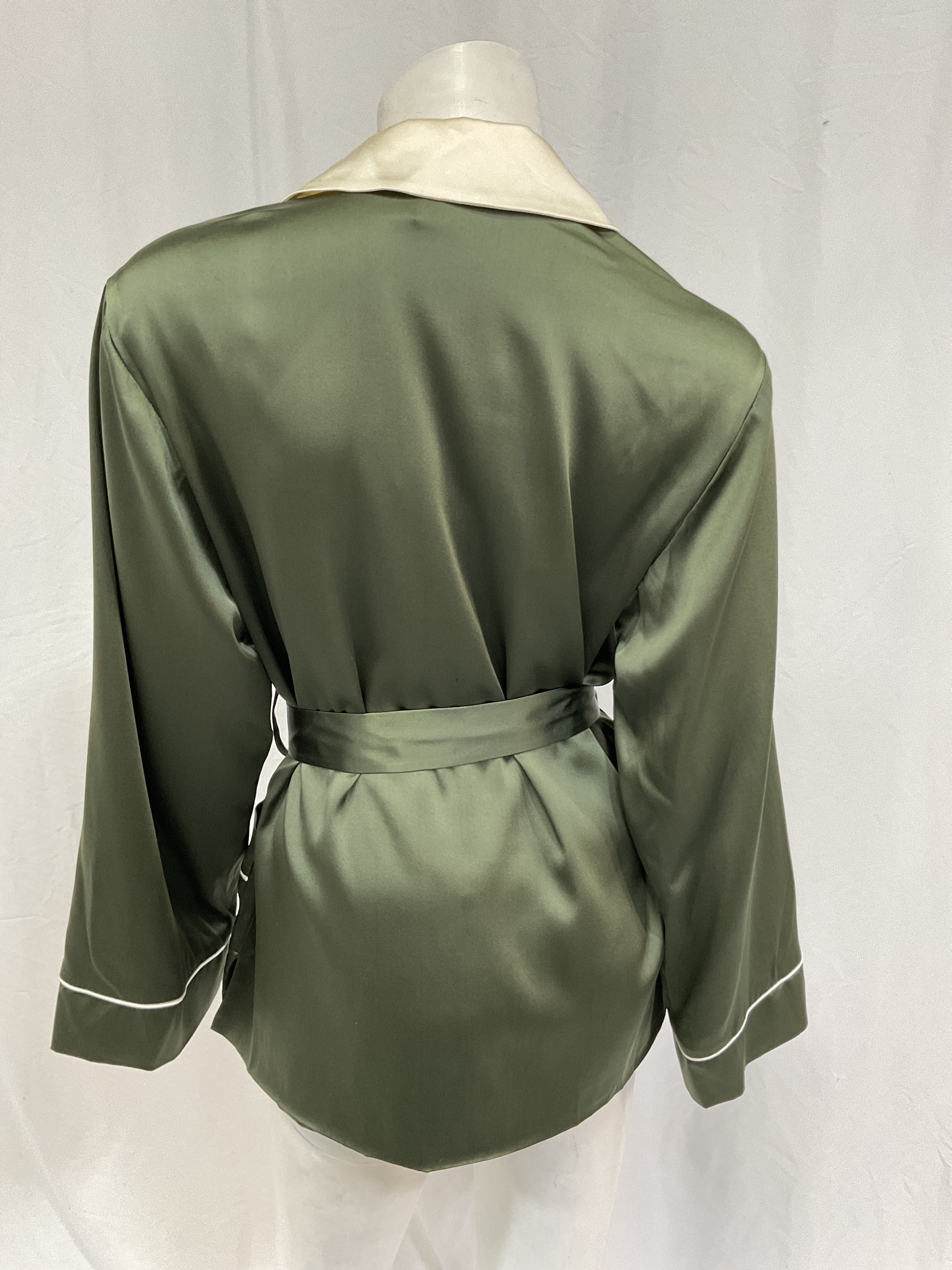 Seline Belted Silk-Charmeuse Robe Jacket - Image 3