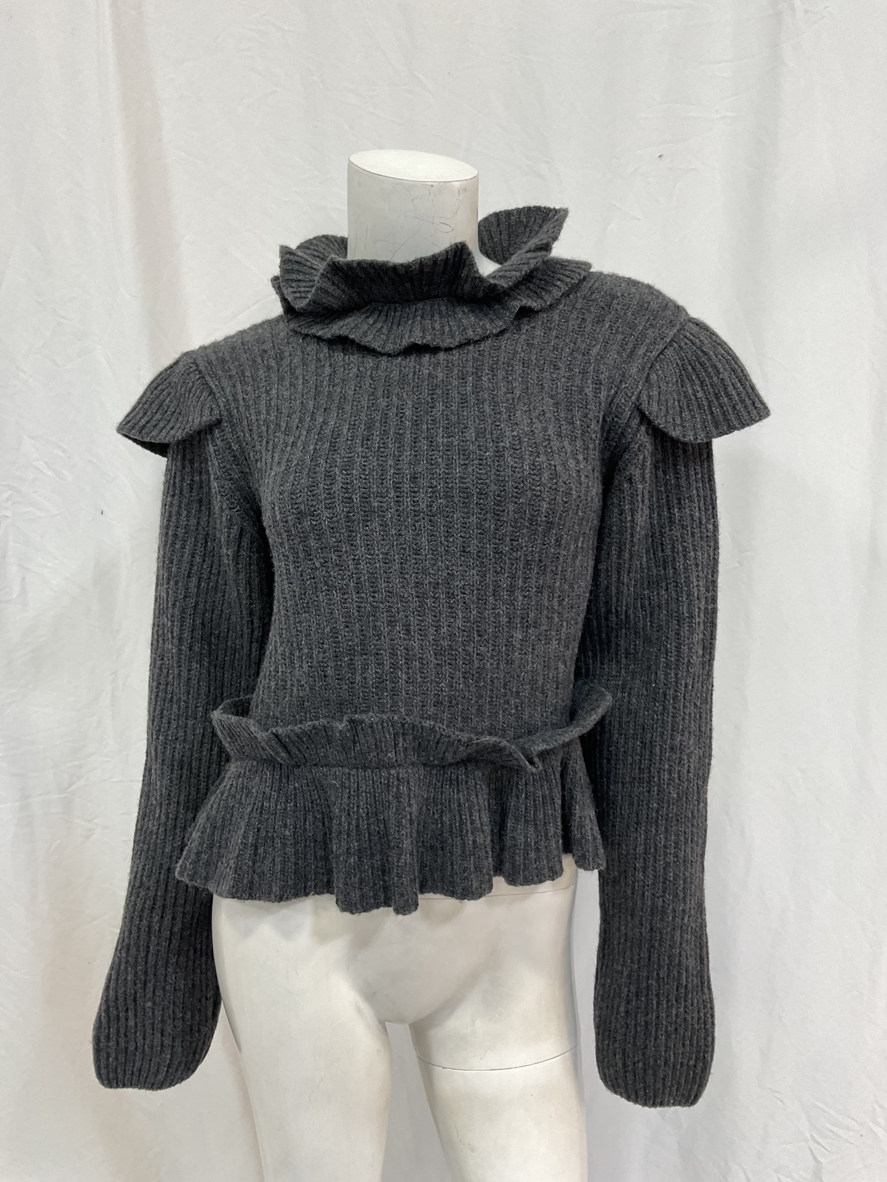 Open-Back Ruffled Wool-Blend Cropped Top - Image 1