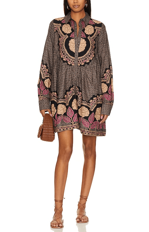 Smell The Roses Mini Dress In Black Combo - Image 1
