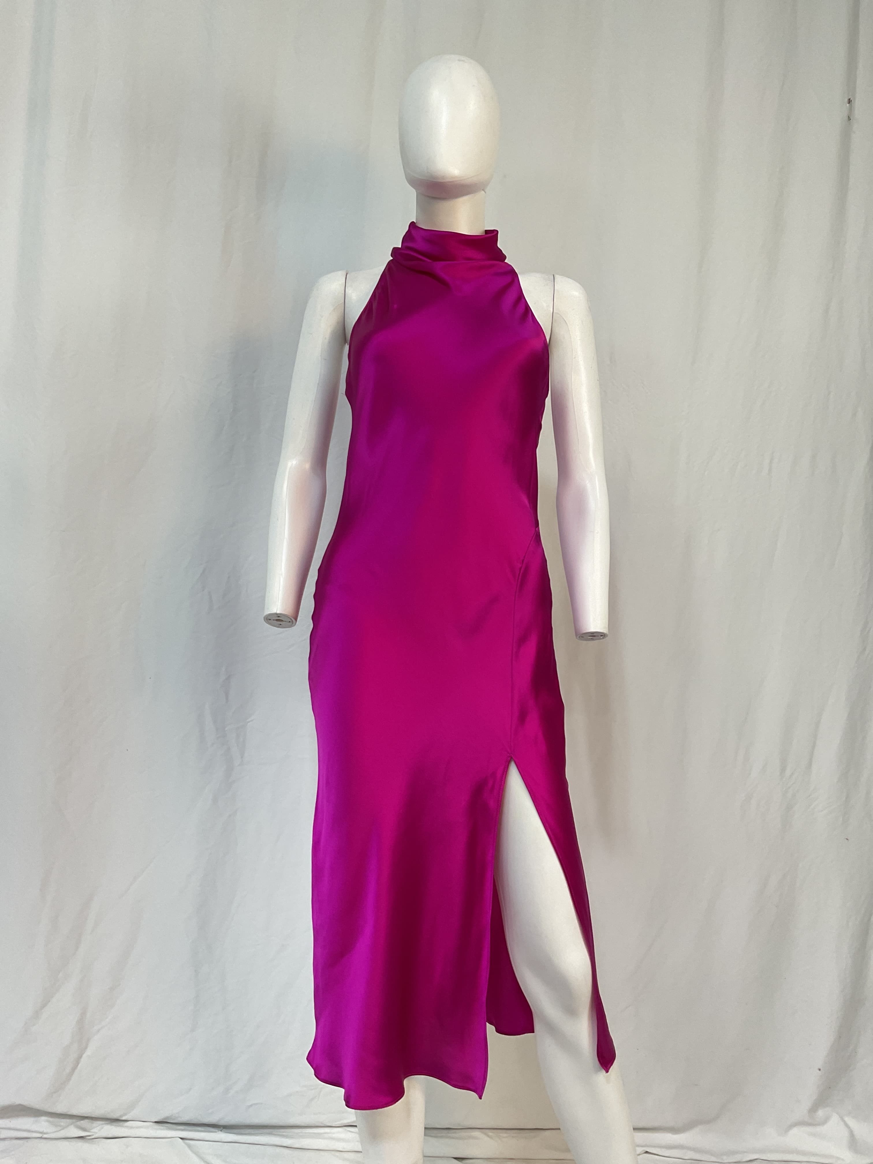 Stanford Midi Dress In Dark Hot Pink - Image 3