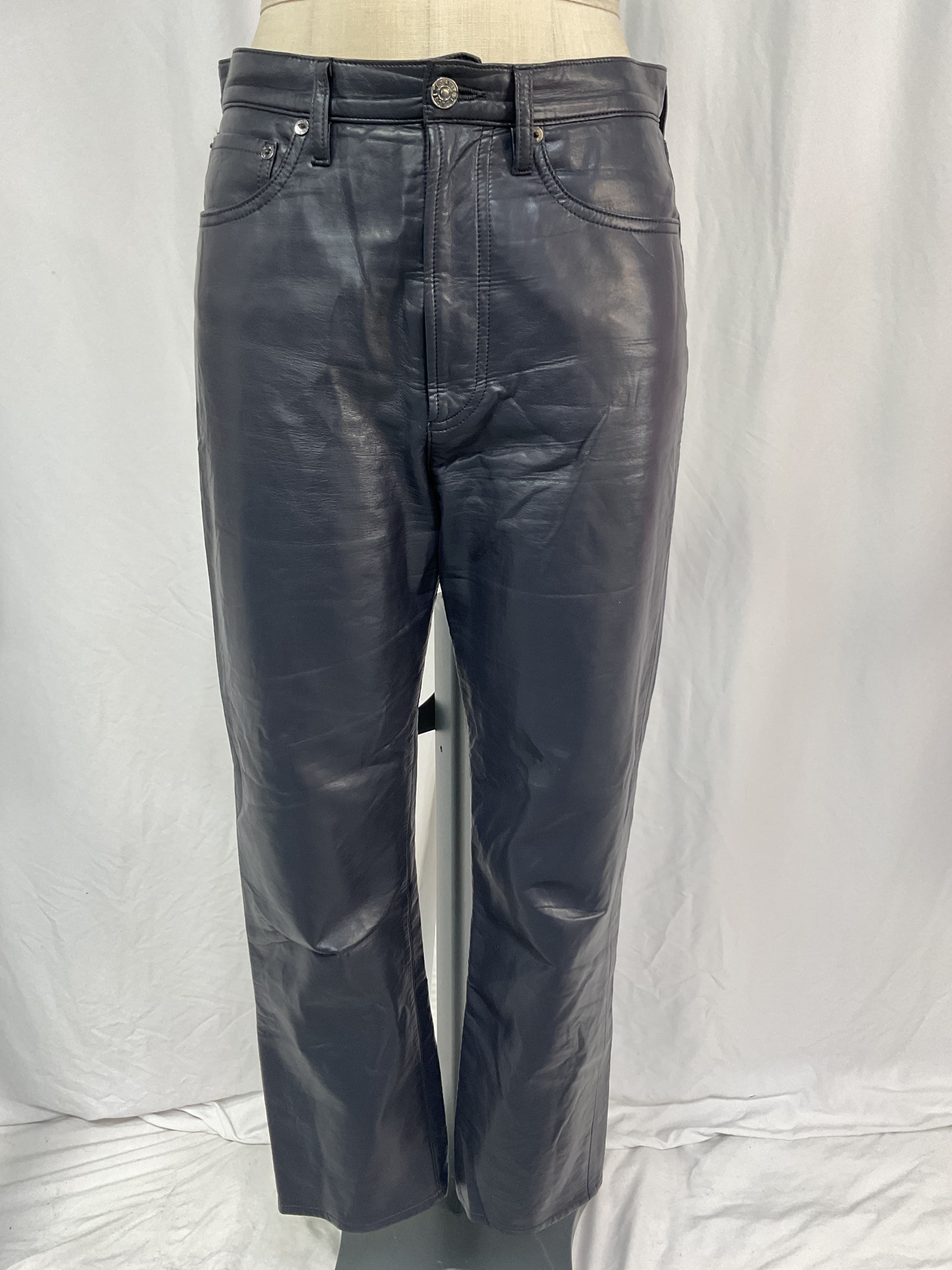 Recycled Leather 90's Pinch Waist: High Rise Straight Jeans - Image 3