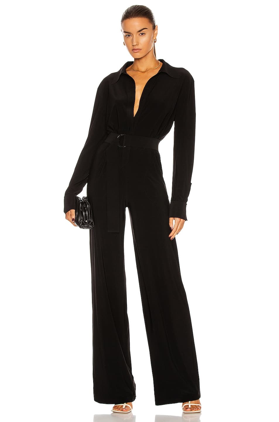 Shirt Straight Leg Jumpsuit In Black - Image 1