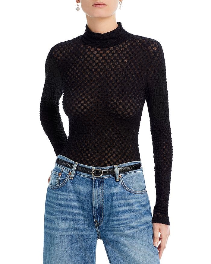 Mesh Lace Turtleneck Top - Image 1
