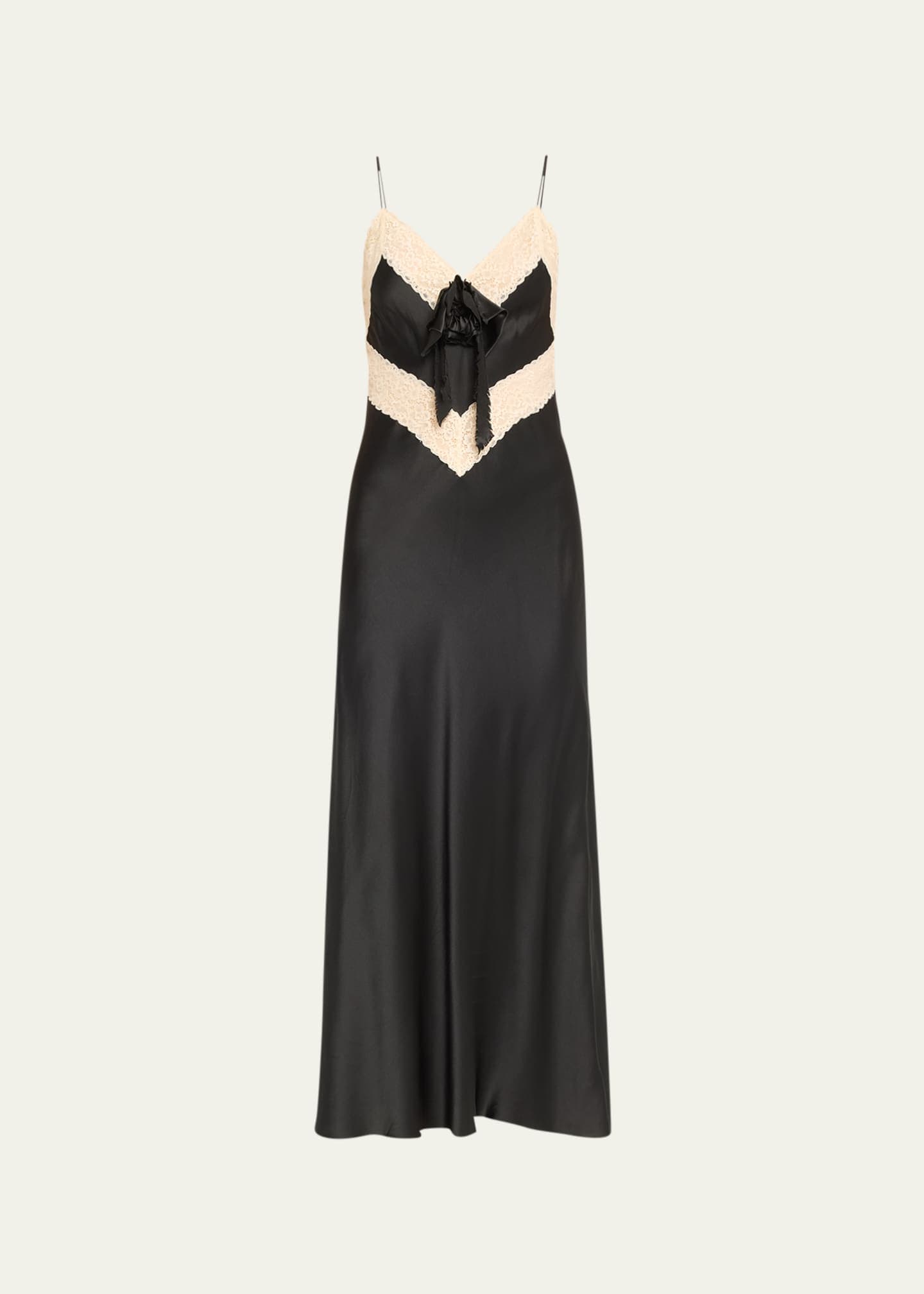Serita Lace-Trim Silk Maxi Slip Dress - Image 1