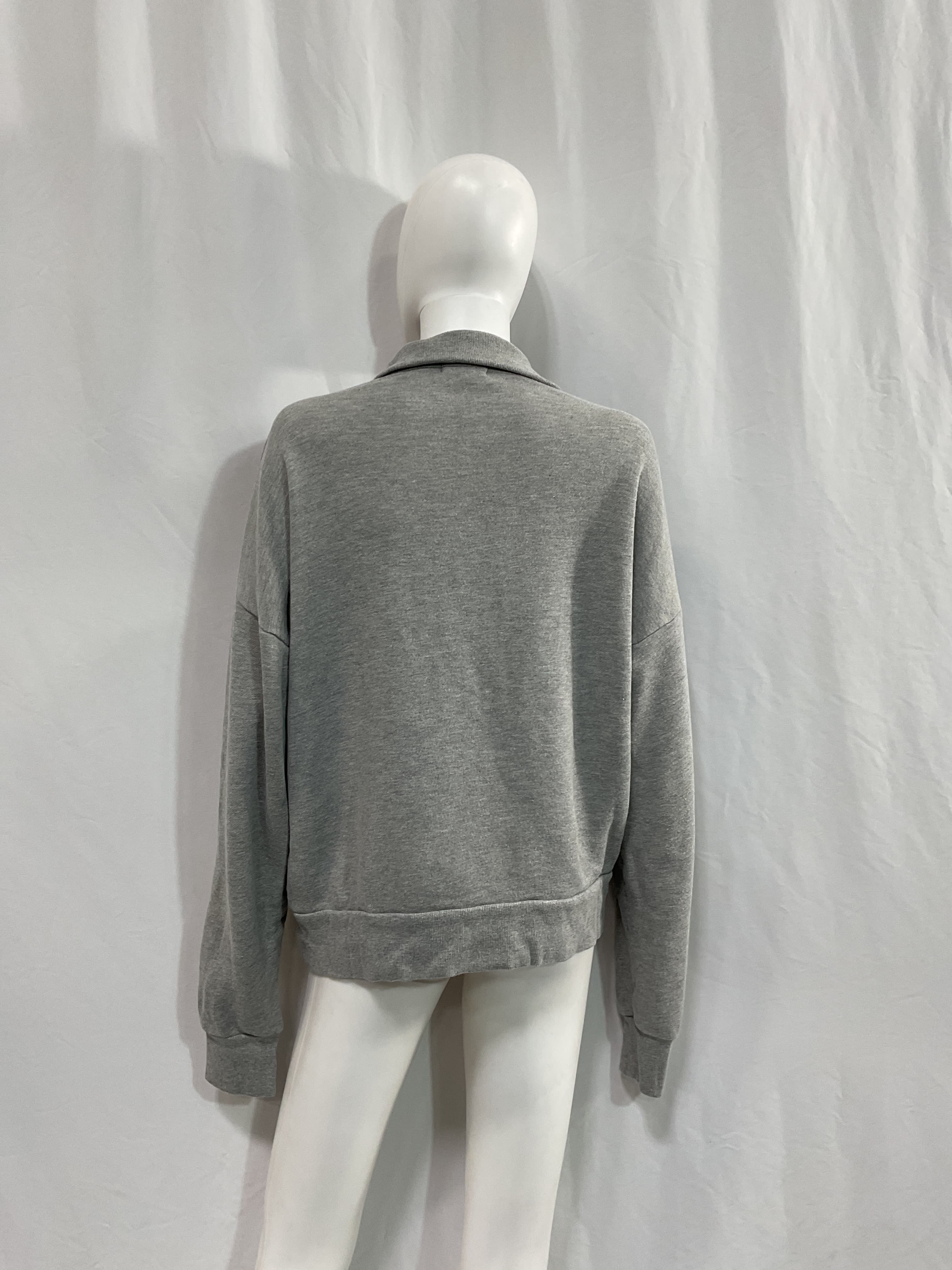 Oversized Polo Sweatshirt In Heather Grey - Image 2