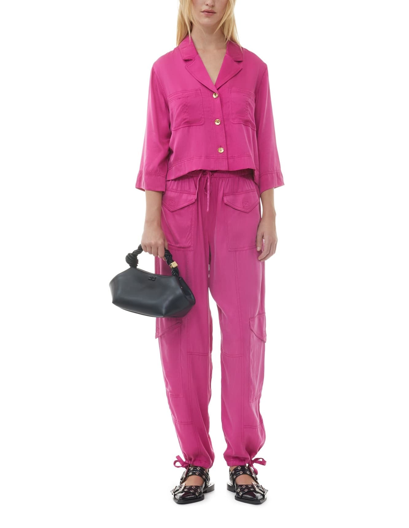 Pink Washed Satin Pocket Pants - Image 1