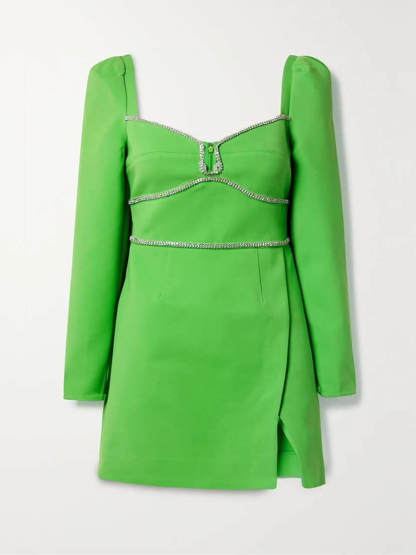 Crystal-Embellished Crepe Mini Dress - Image 1