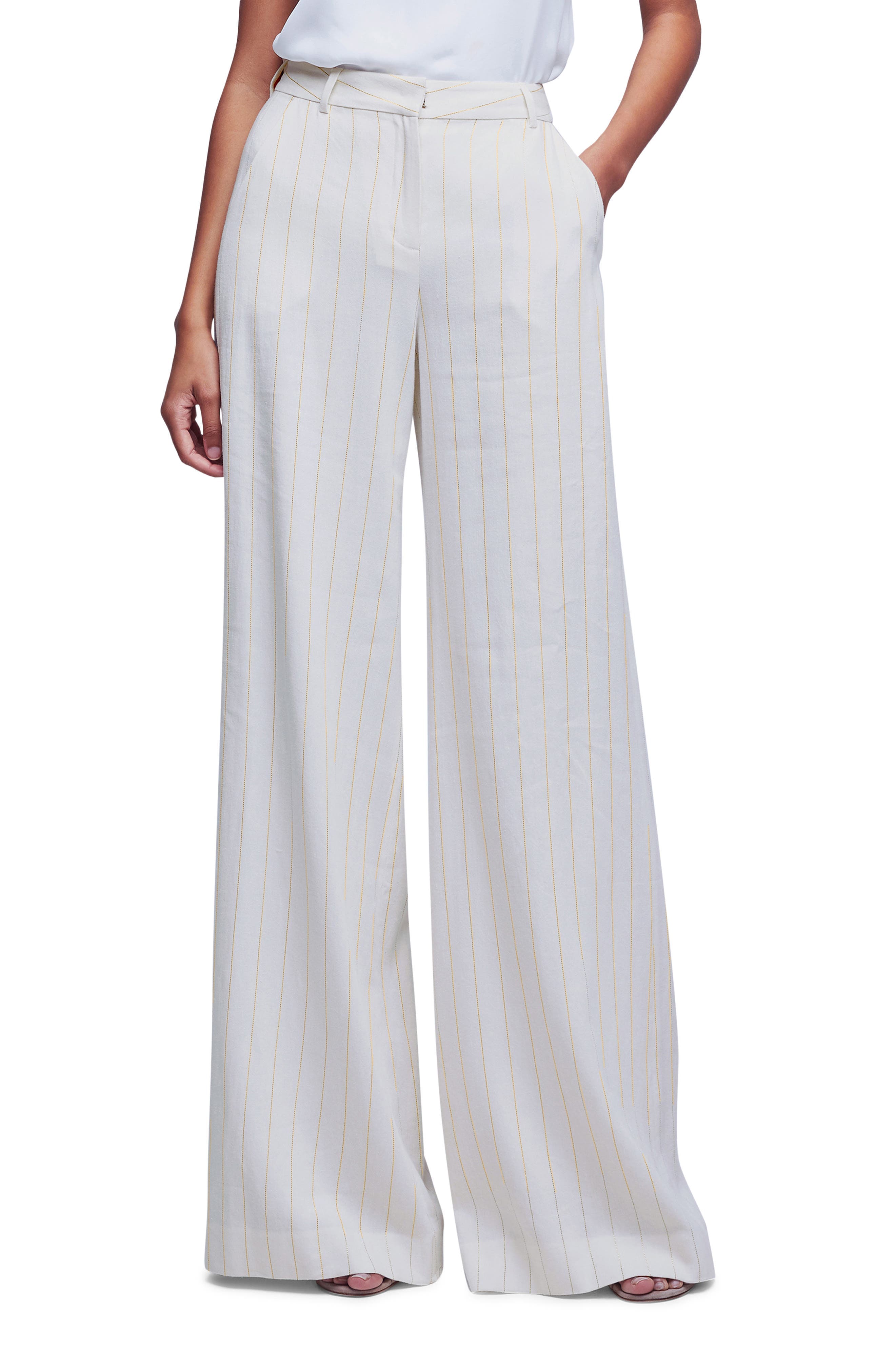 Pilar Stripe Linen Blend Wide Leg Pants - Image 1