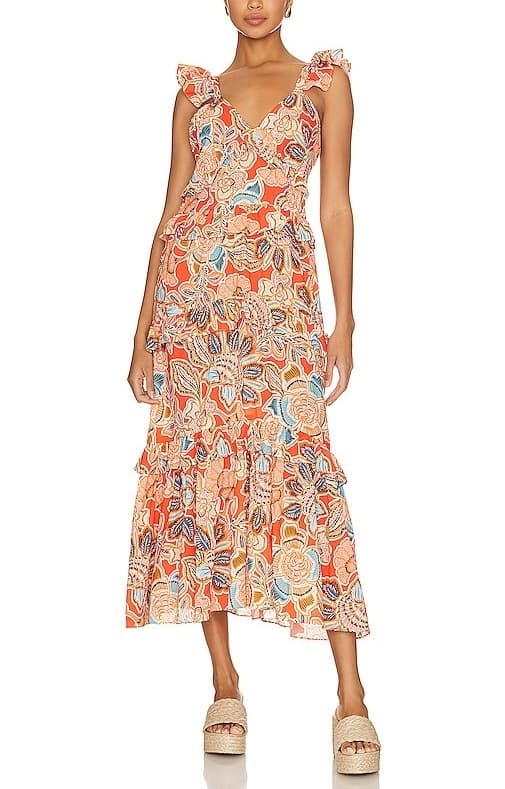 Morrison Dress In Tangerine Flora - Image 1