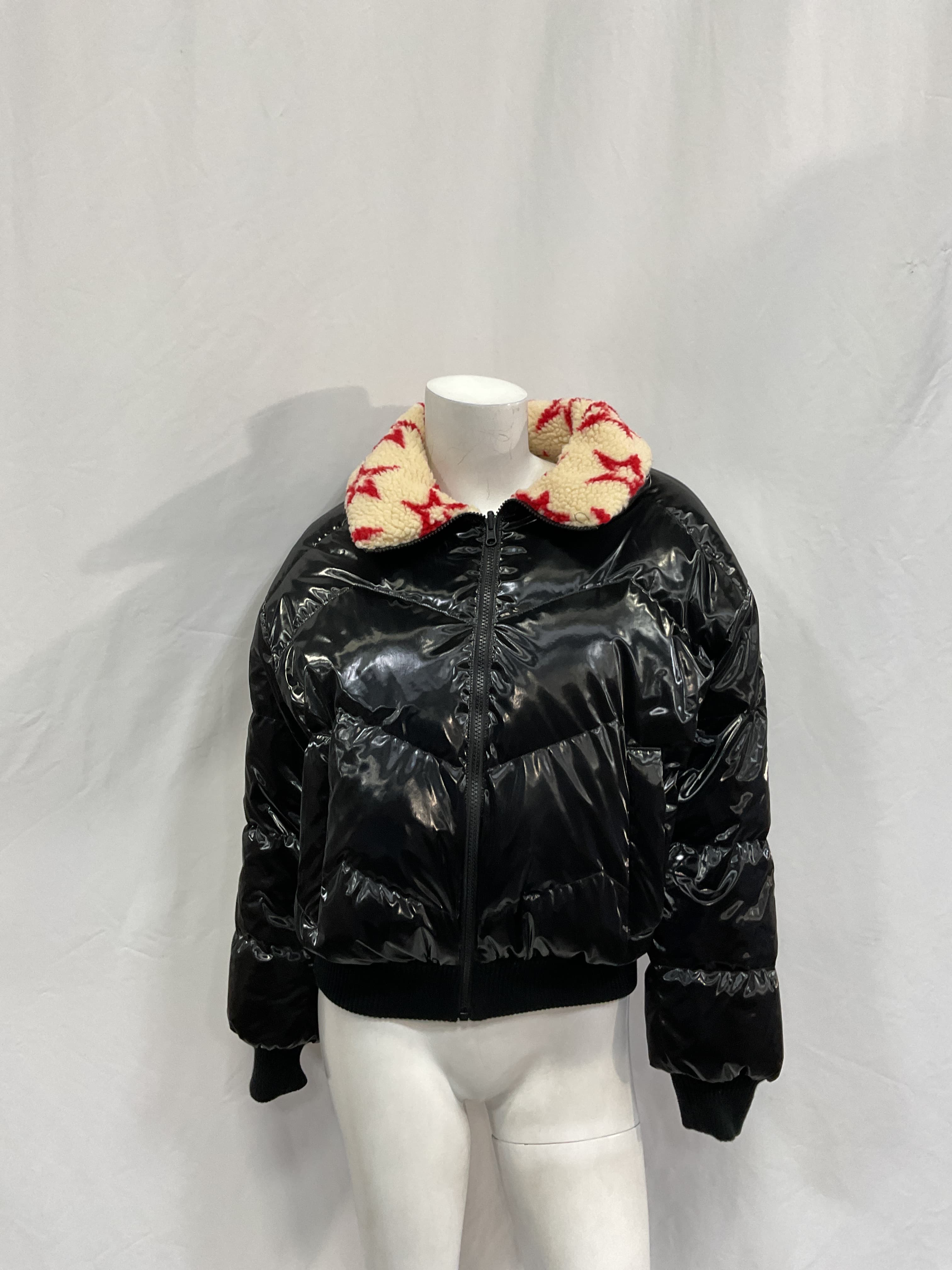 Reversible Metallic Faux Shearling Jacket In Black Liquid - Image 3