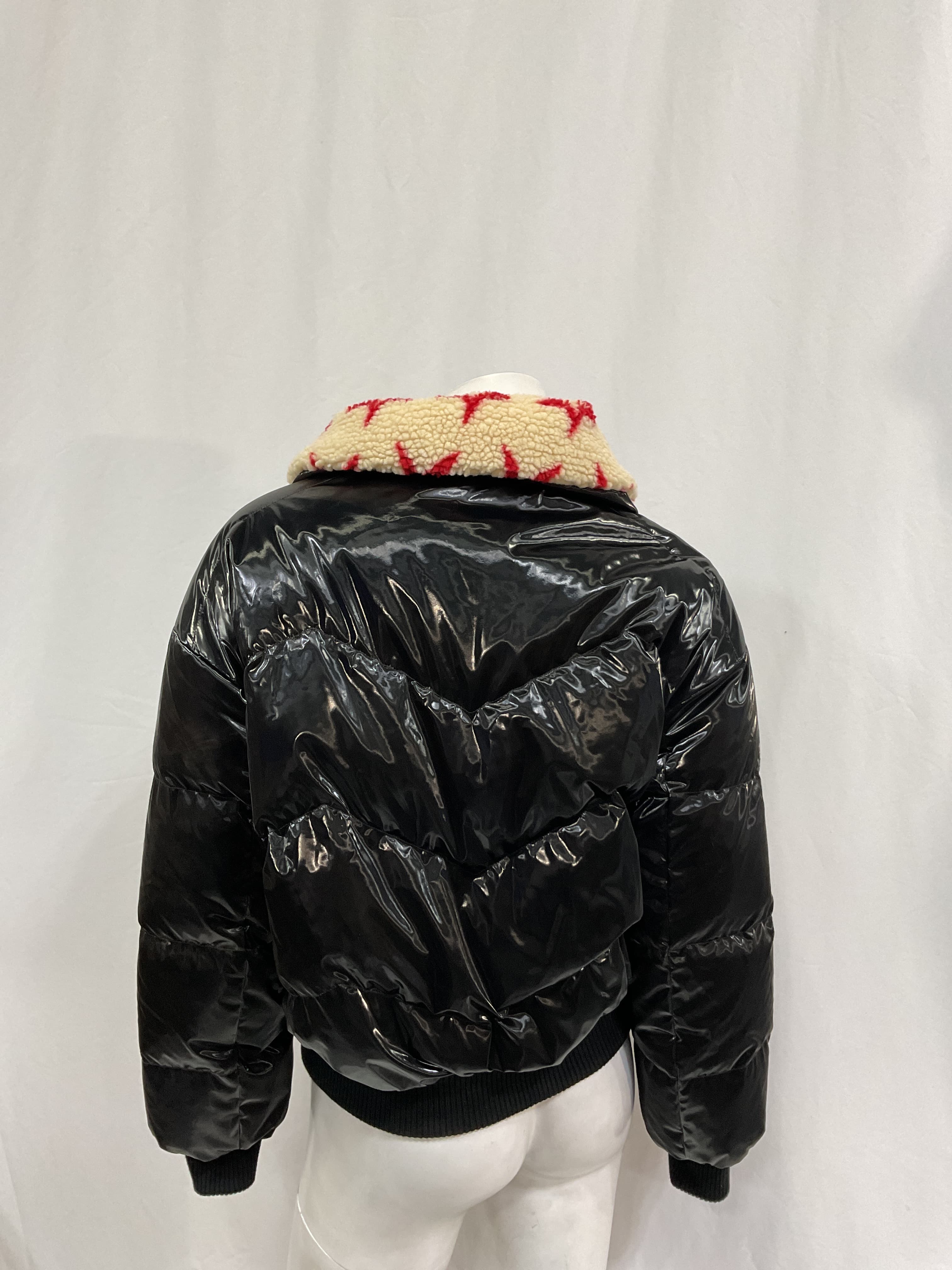 Reversible Metallic Faux Shearling Jacket In Black Liquid - Image 4