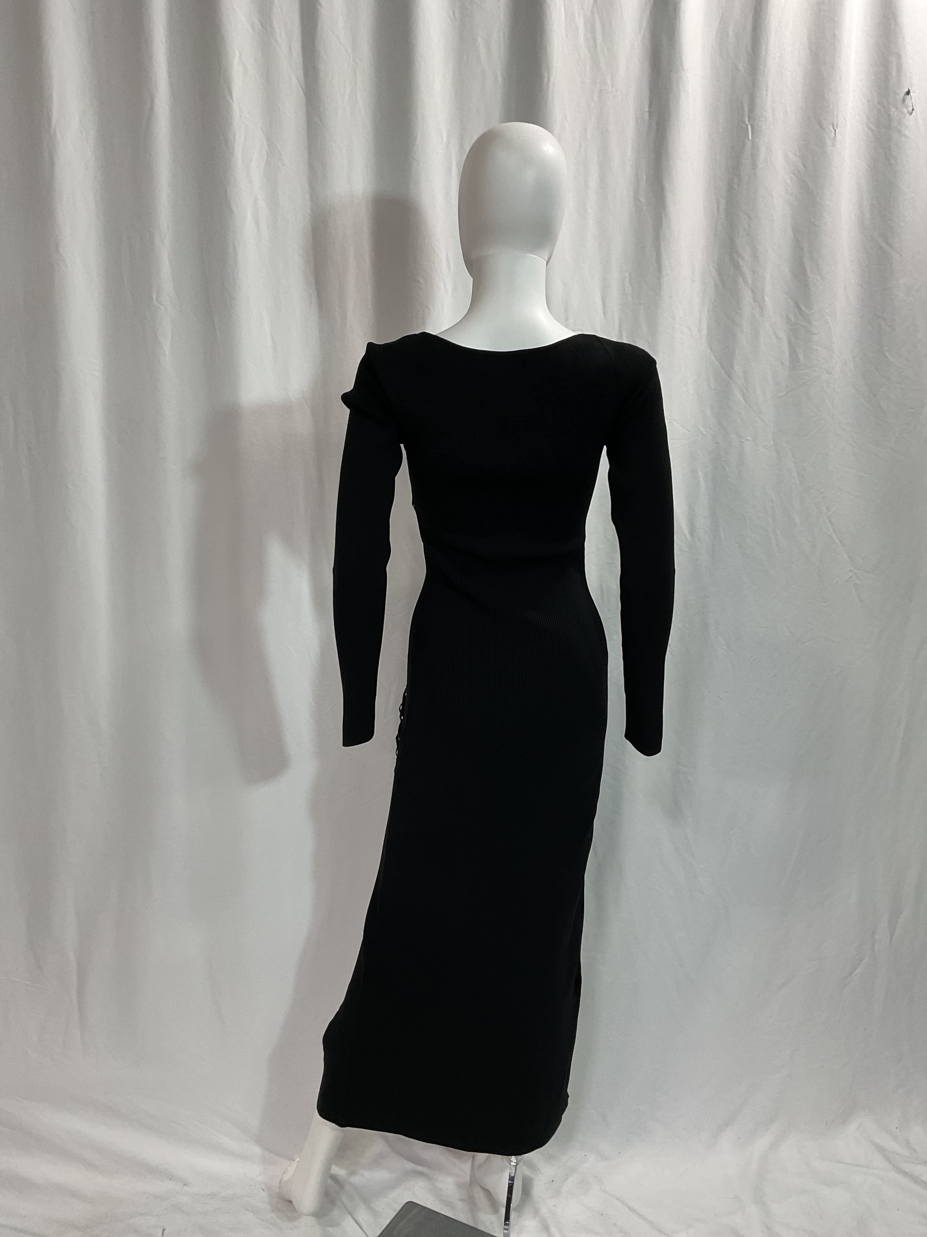 Arna Long Sleeve Lace Up Midi Dress In Black - Image 2