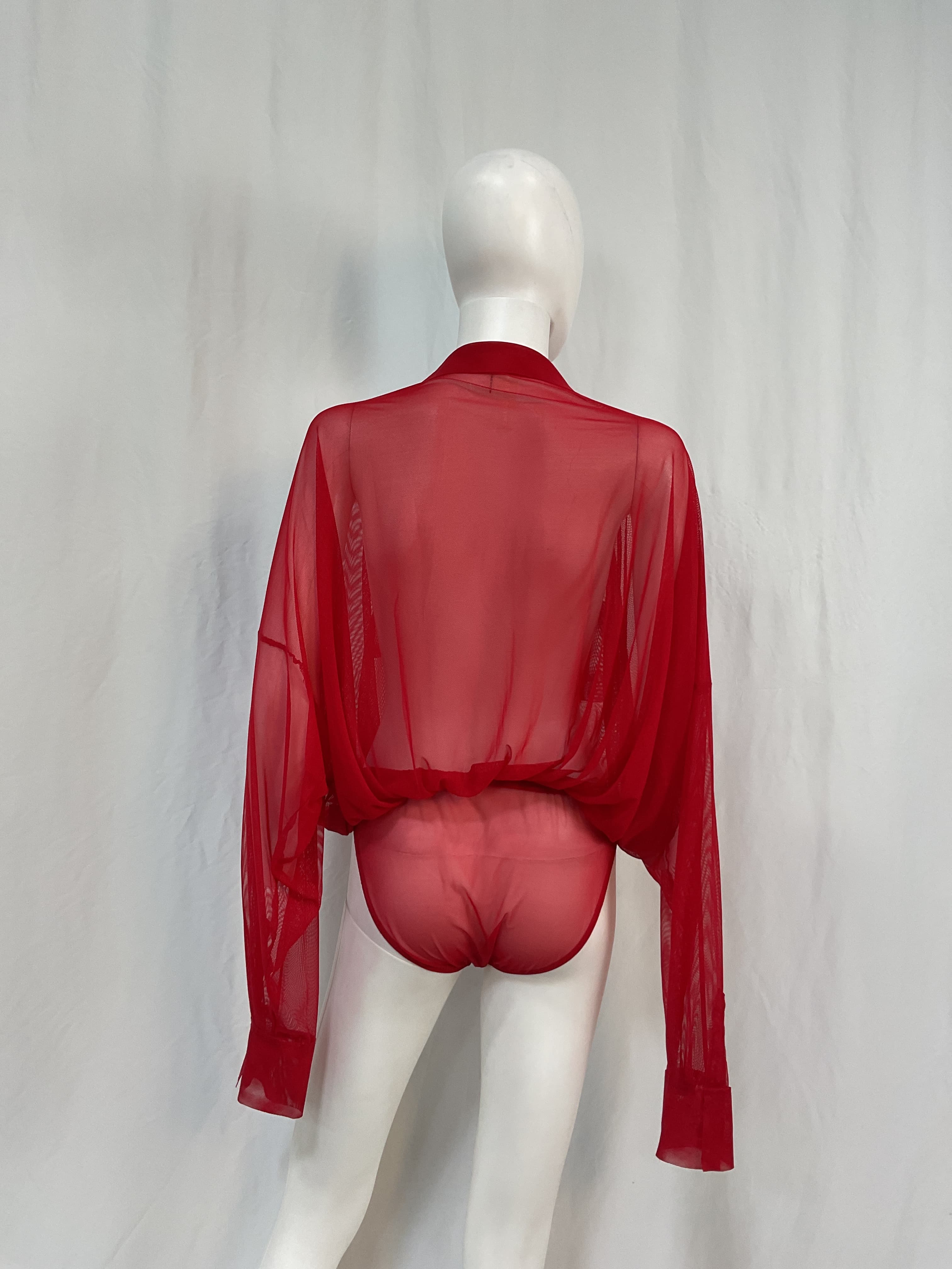 Super Oversized Shirt Bodysuit In Tiger Red - Image 4