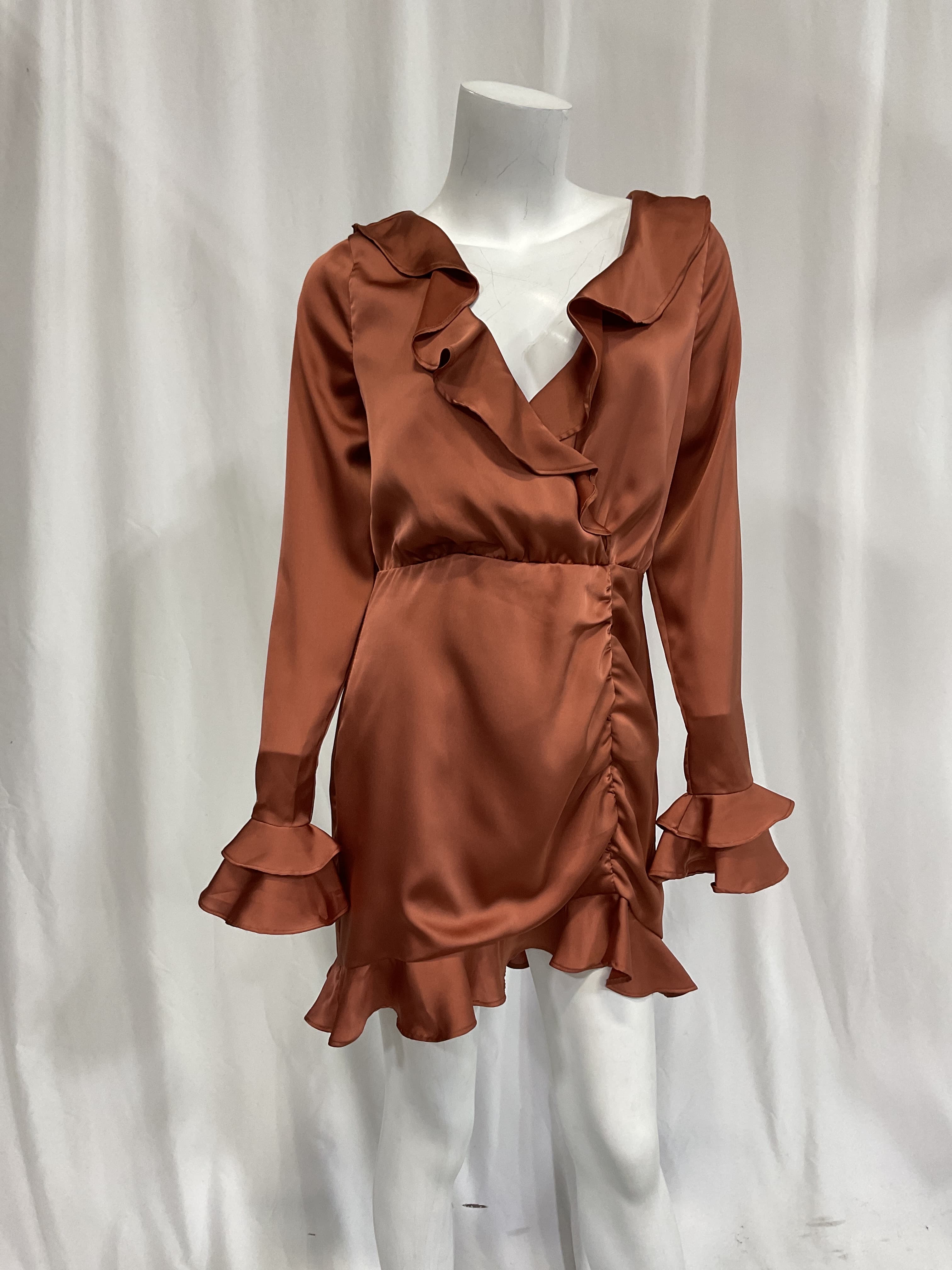 Nelly Mini Dress In Terracotta Brown - Image 2