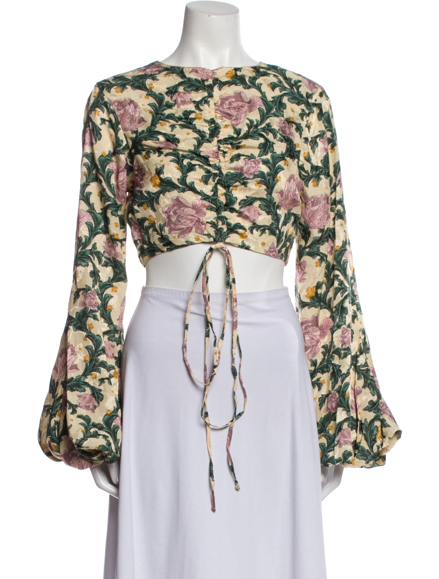 Agua By Agua Bendita Floral Print Bateau Neckline Crop Top W/ Tags - Image 1
