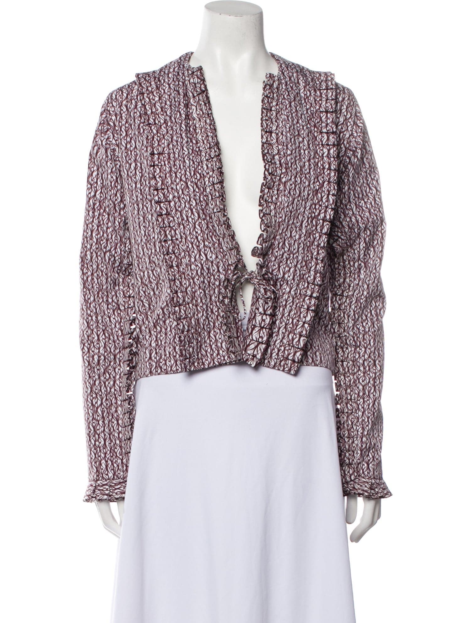 Printed Plunge Neckline Crop Top - Image 1