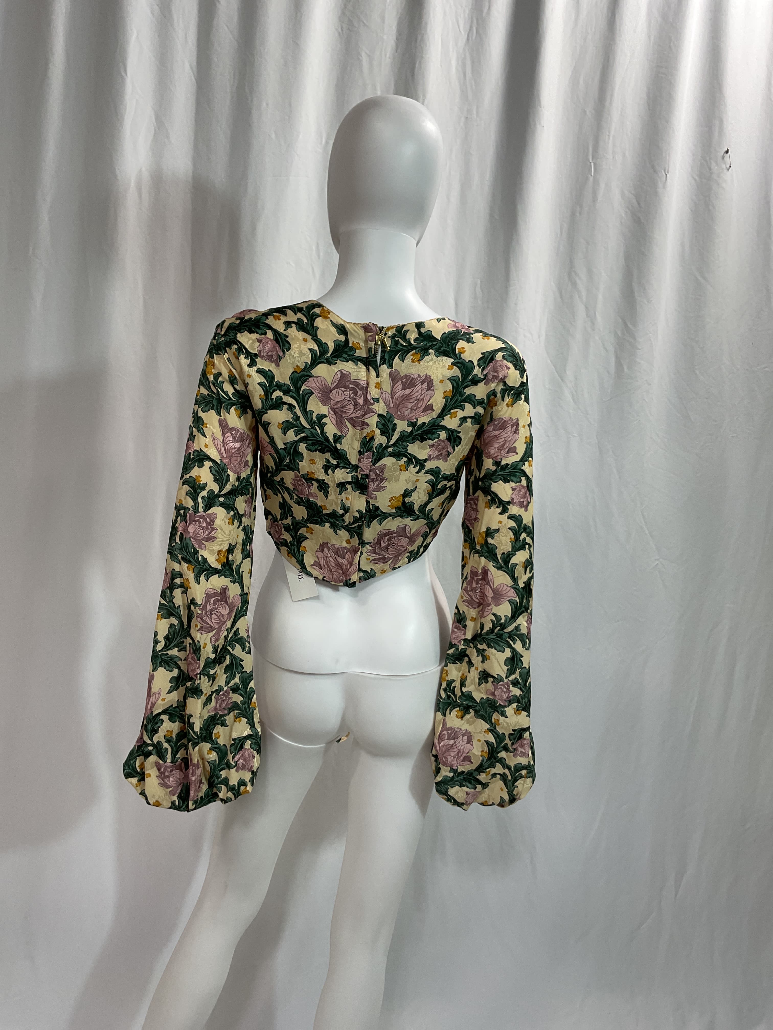 Agua By Agua Bendita Floral Print Bateau Neckline Crop Top W/ Tags - Image 3