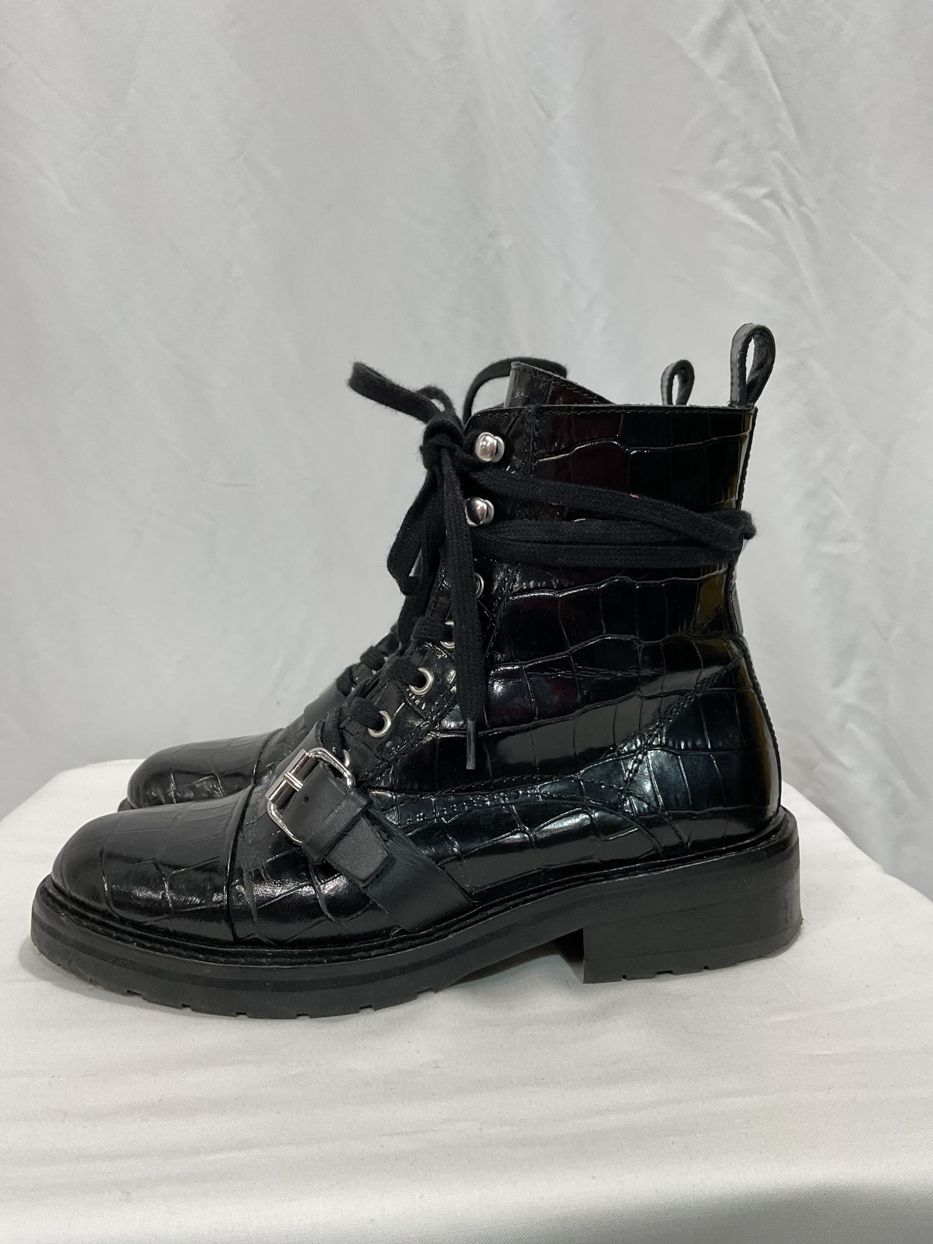 Donita Leather Crocodile Boots - Image 4