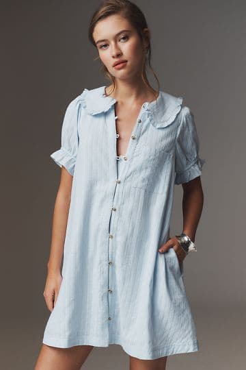 The Keira Collared Button-Front Mini Dress By Pilcro Product Page - Image 1