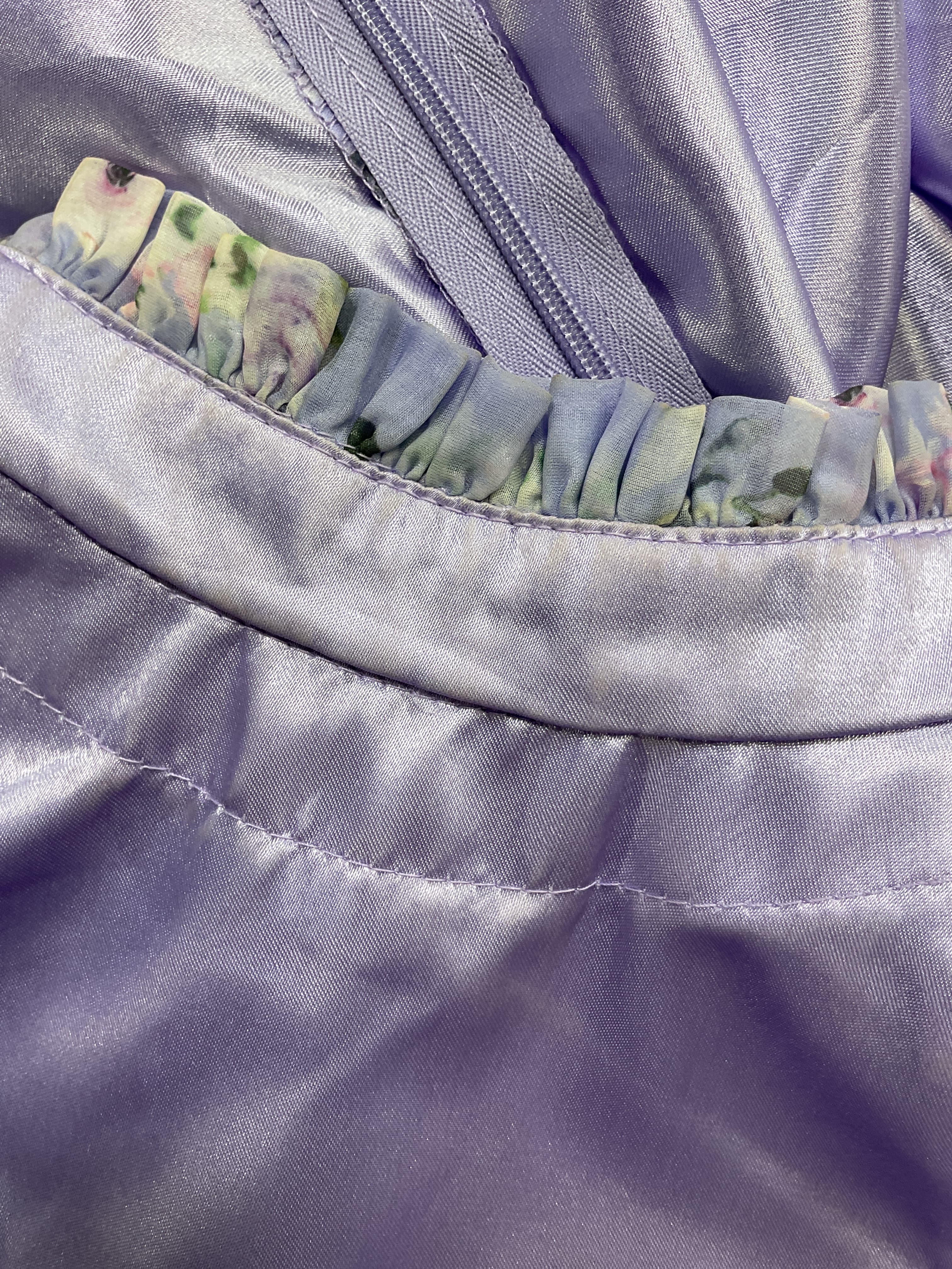Ruffled High-Neck Raglan-Sleeve Printed Chiffon Dress - Image 4