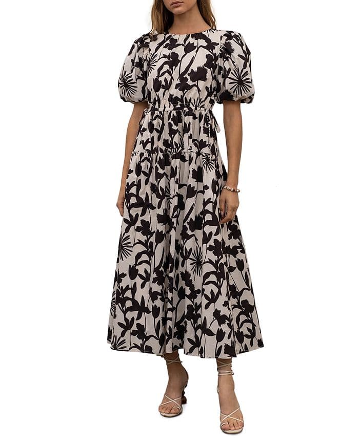 Puff Sleeve Midi Dress - Image 1